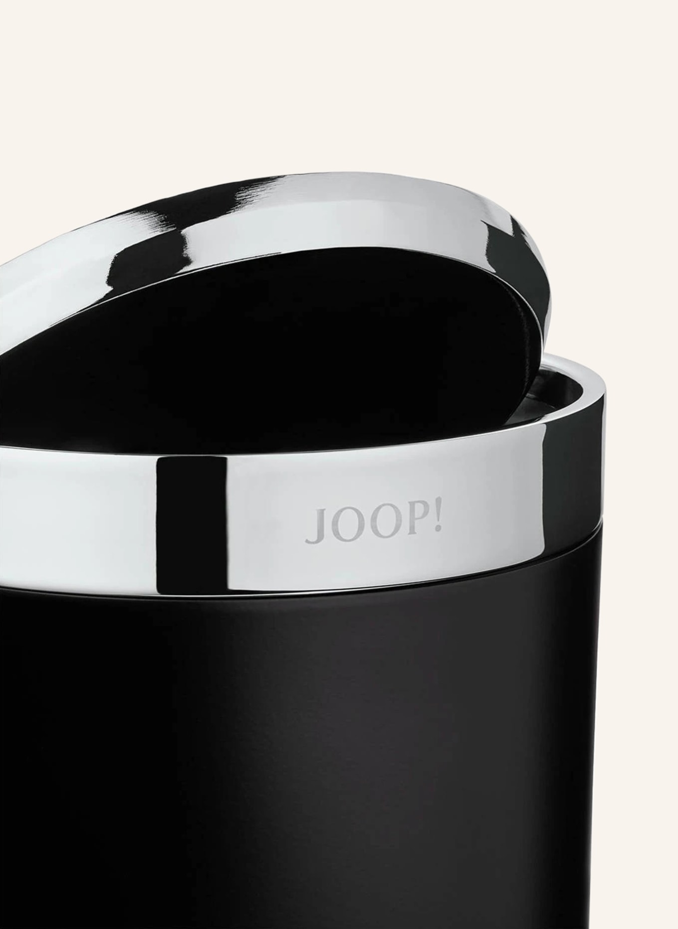 JOOP! Badeimer CHROMELINE mit Schwingdeckel: SCHWARZ / SILBER