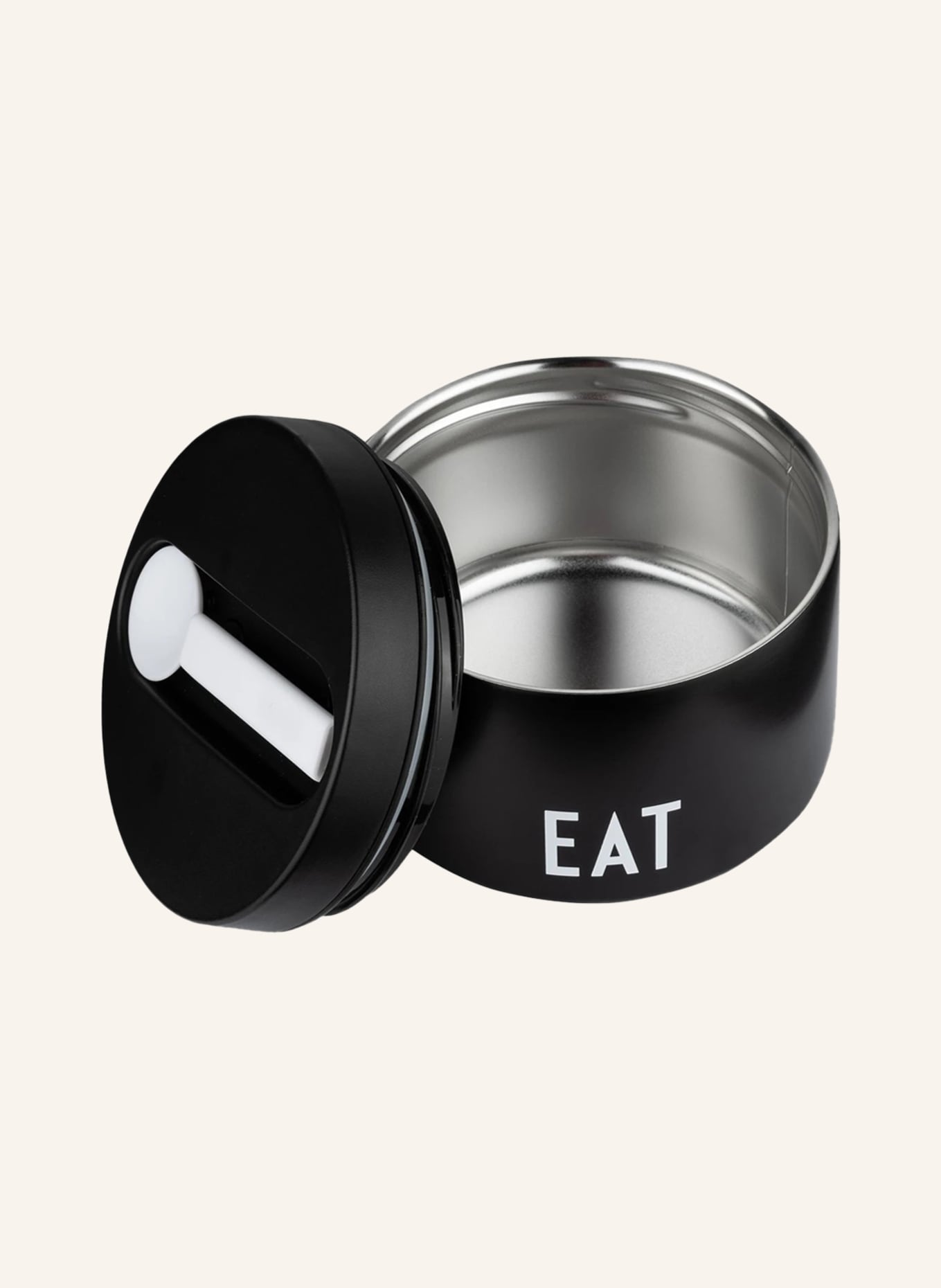 DESIGN LETTERS Thermal lunchbox EAT SMALL: BLACK / WHITE