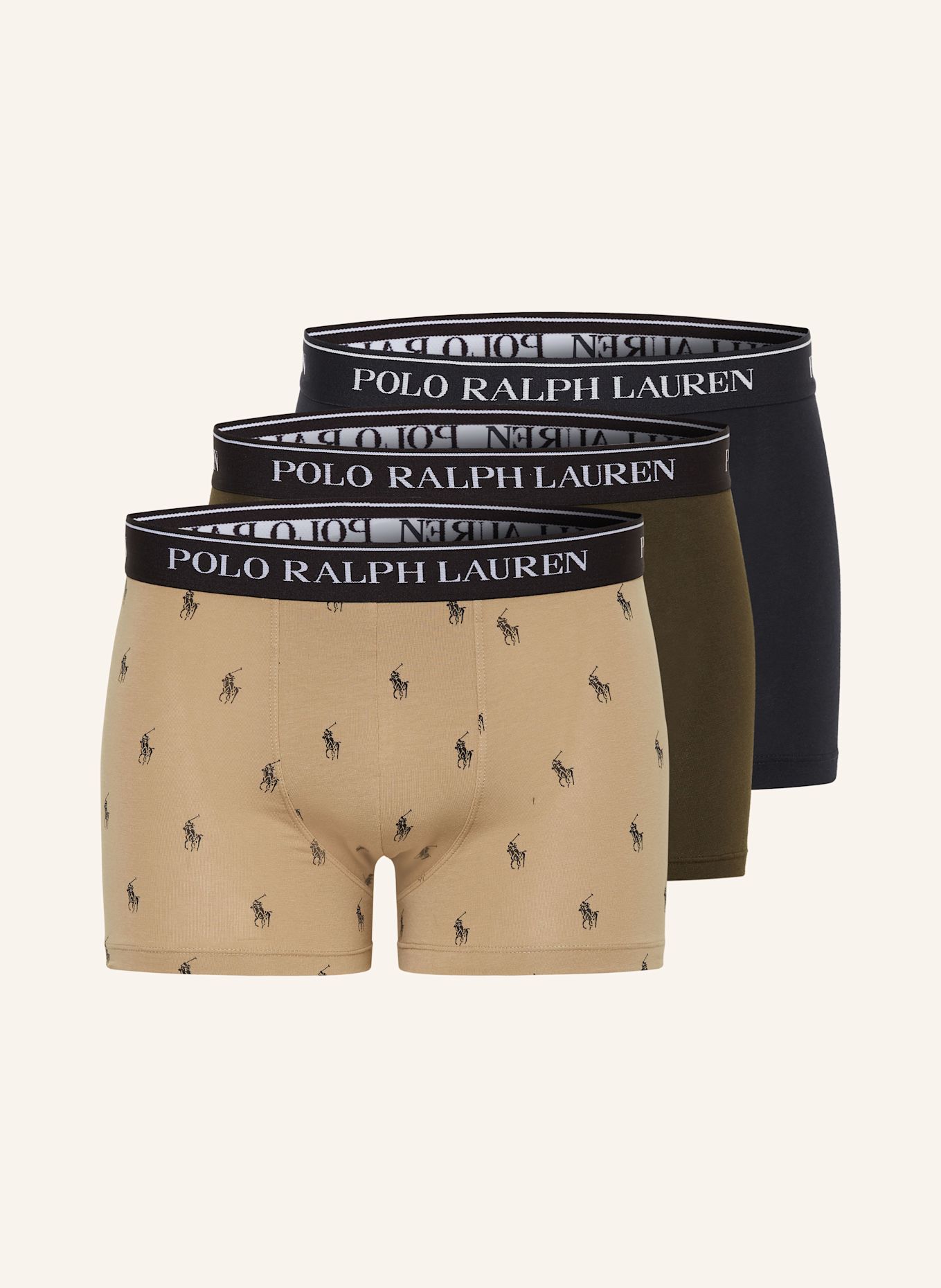 POLO RALPH LAUREN Bokserki, 3 szt.: KHAKI / CZARNY / BEŻOWY