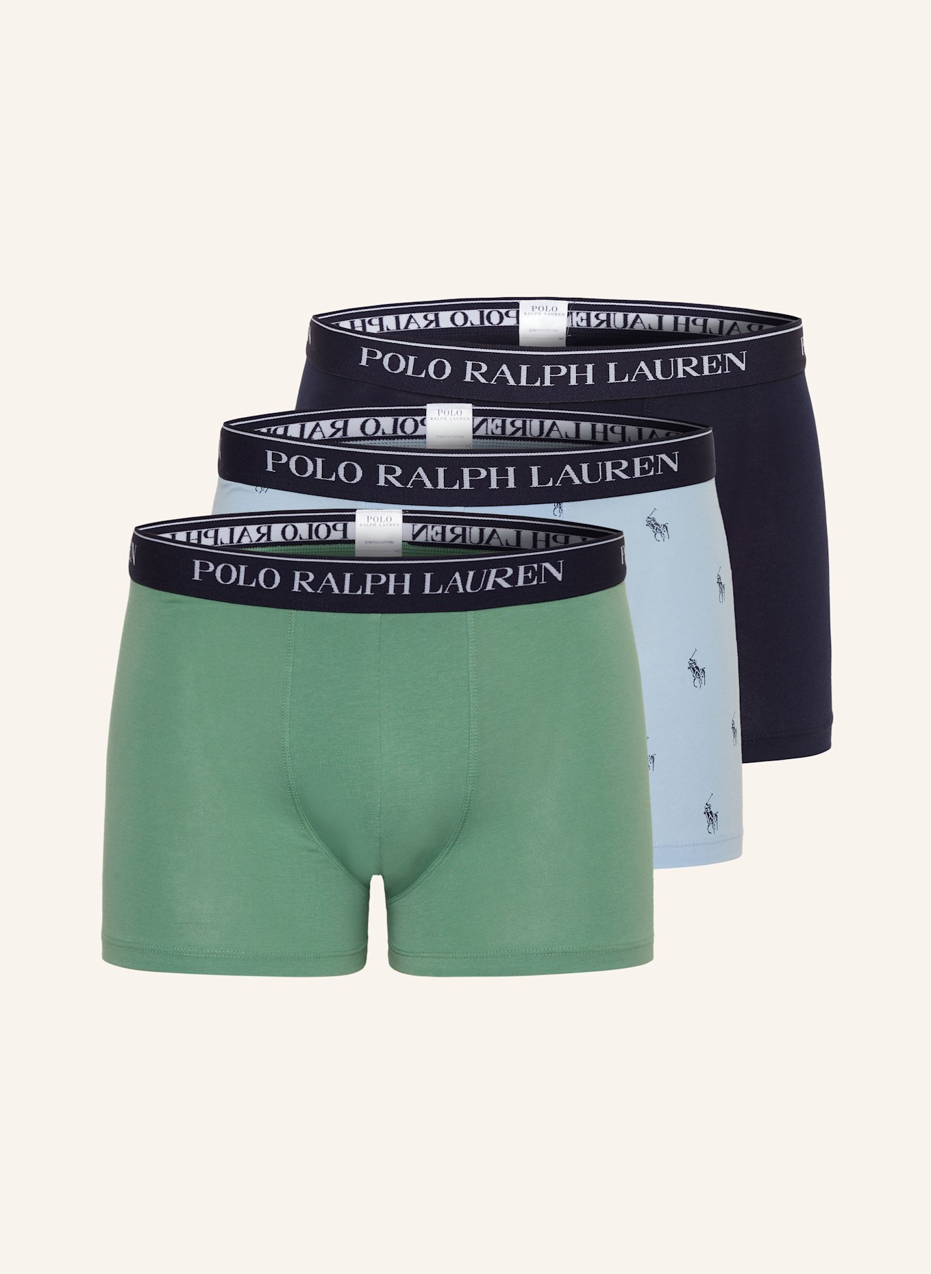 POLO RALPH LAUREN Bokserki, 3 szt.: GRANATOWY / ZIELONY / JASNONIEBIESKI
