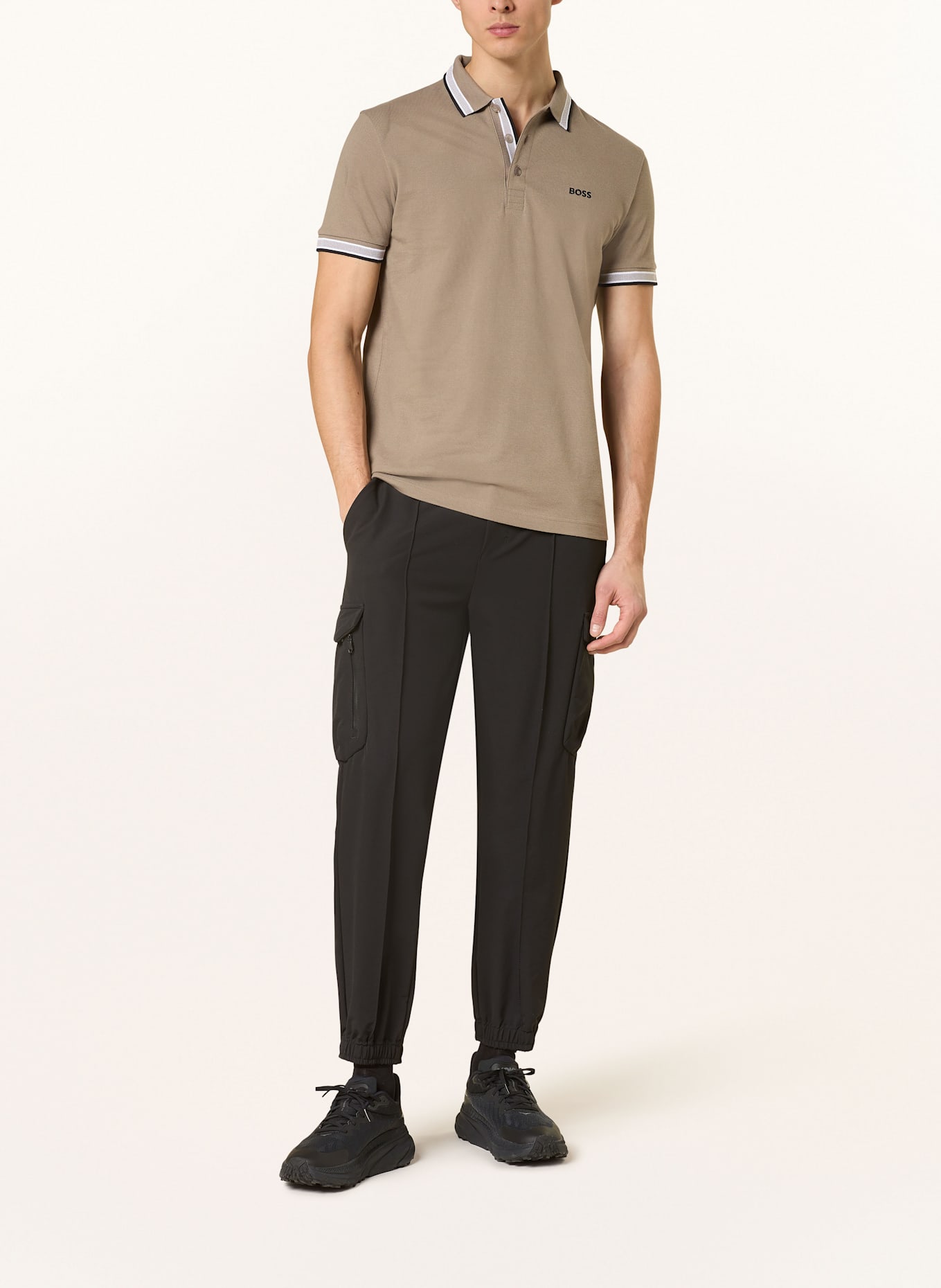 BOSS Polo piqué PADDY CURVED Coupe classique: KAKI