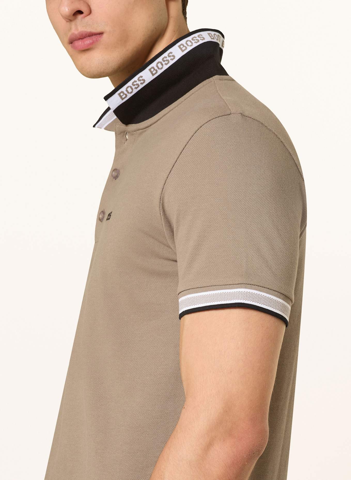 BOSS Polo piqué PADDY CURVED Coupe classique: KAKI