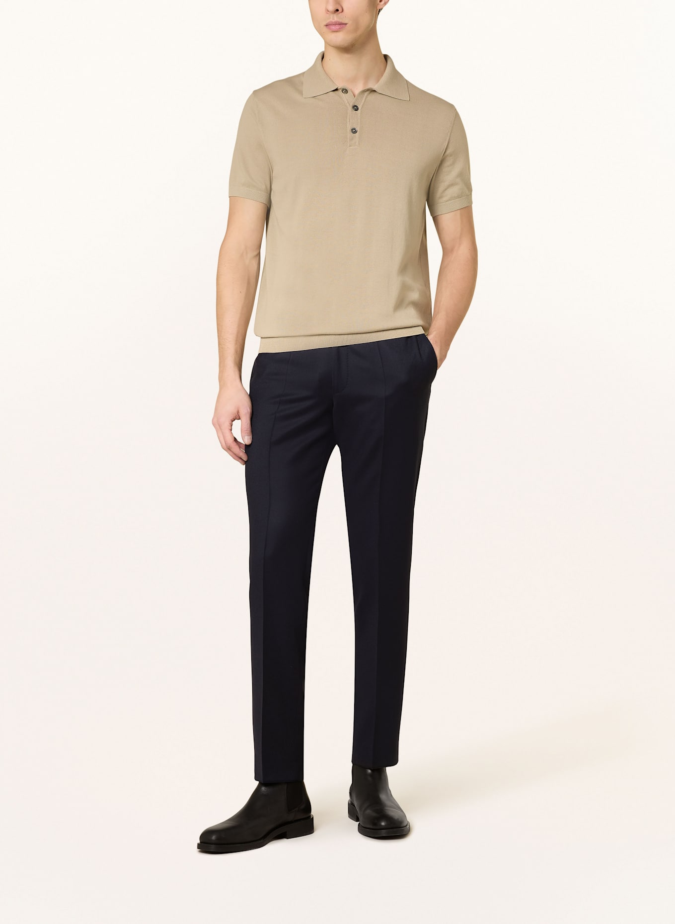 DRESSLER Strick-Poloshirt: BEIGE