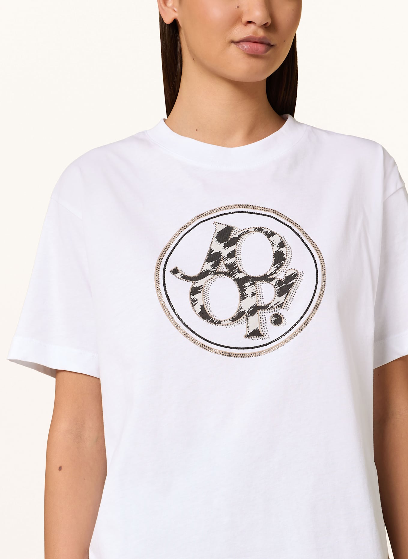 JOOP! T-Shirt mit Schmucksteinen: WEISS