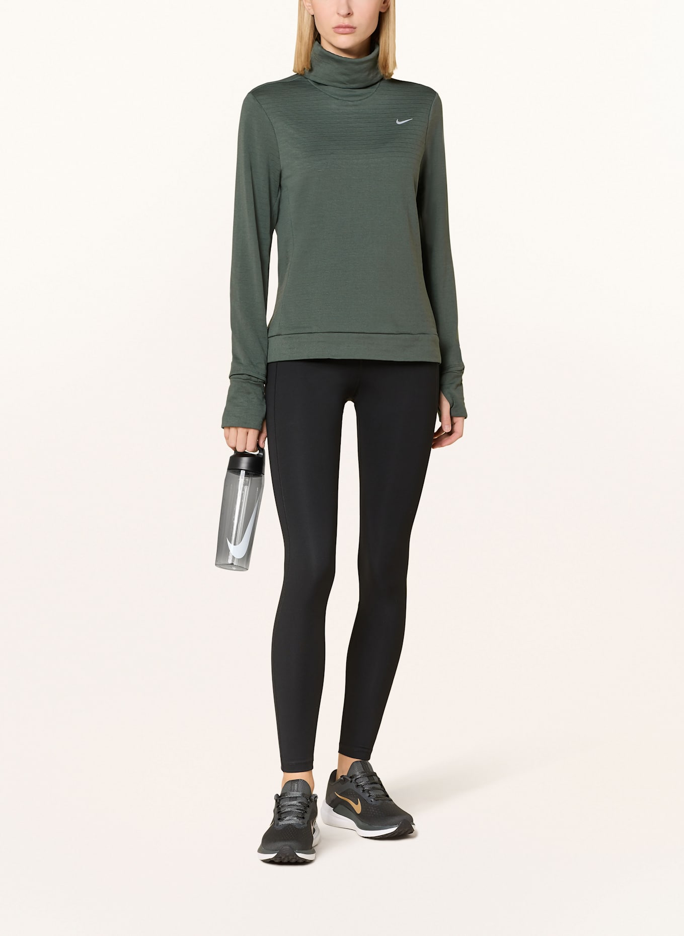 Nike Běžecké tričko THERMA-FIT SWIFT ELEMENT: TMAVĚ ZELENÁ