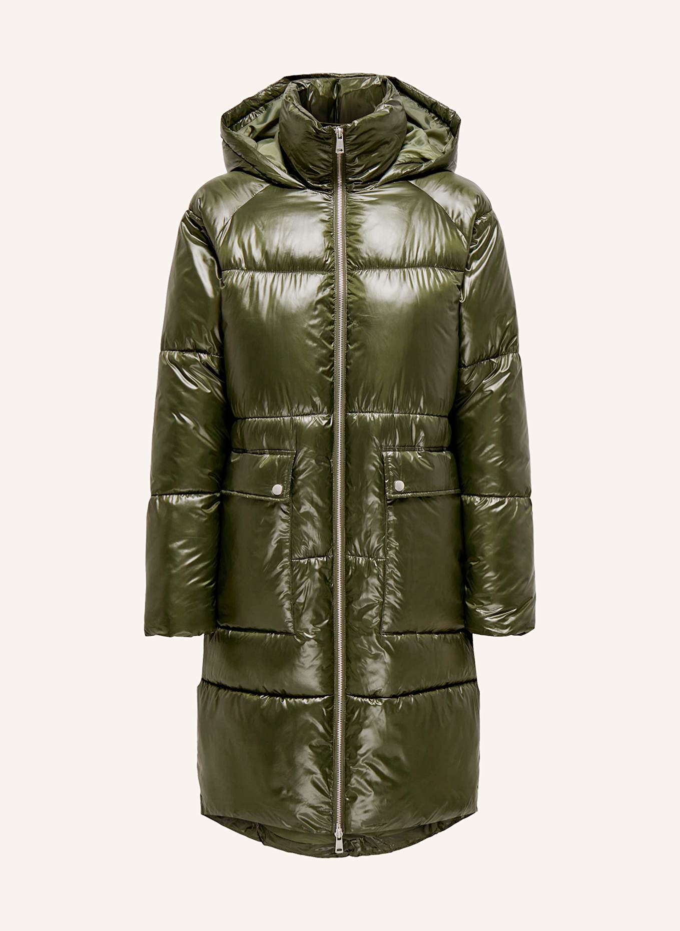 Puffer Coat Only Mantel GrÃ¼n Kapuze KOGIRENE Steppmantel Hellgrau