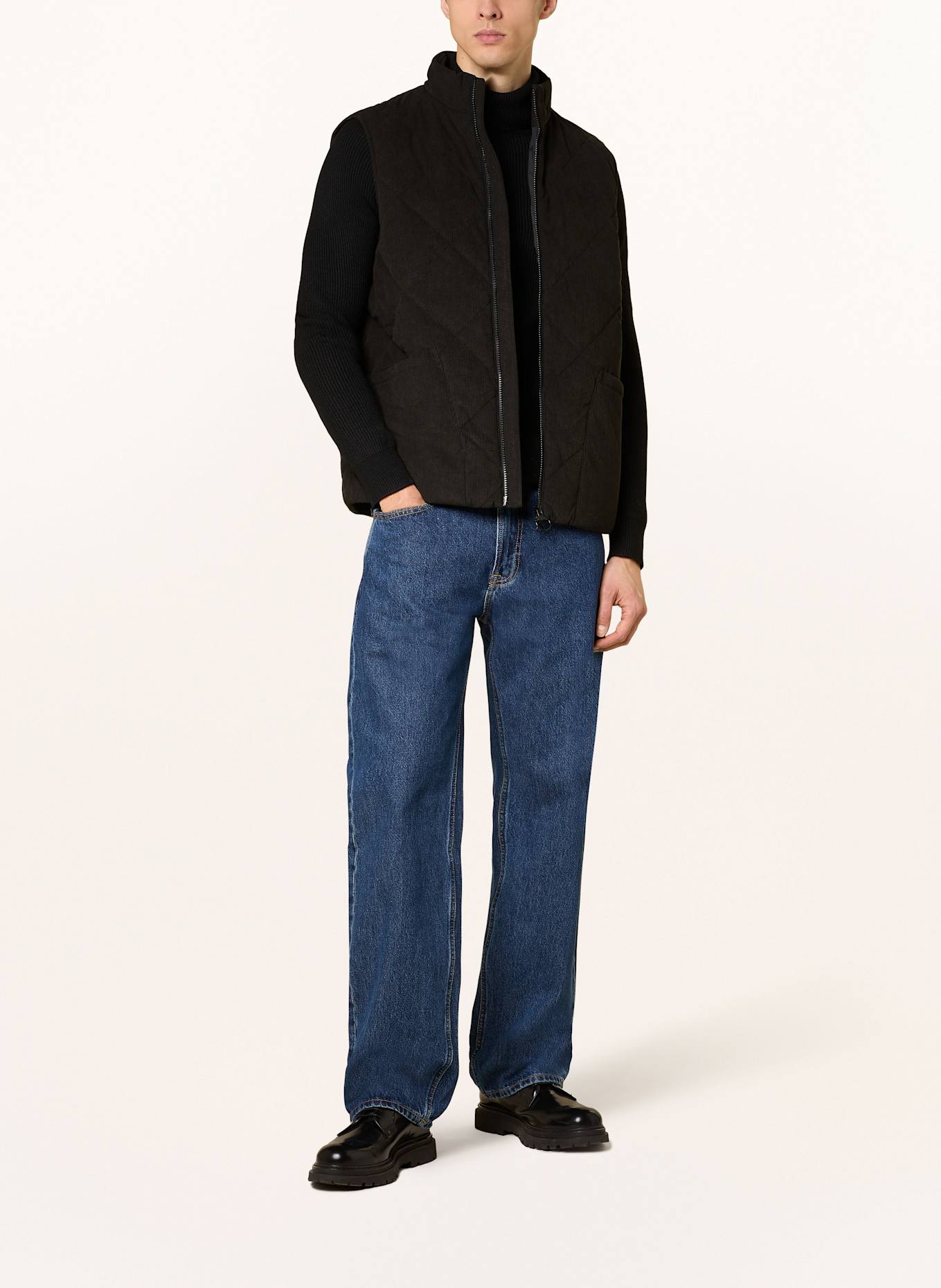 Barbour Steppweste LIDDESDALE aus Cord: SCHWARZ