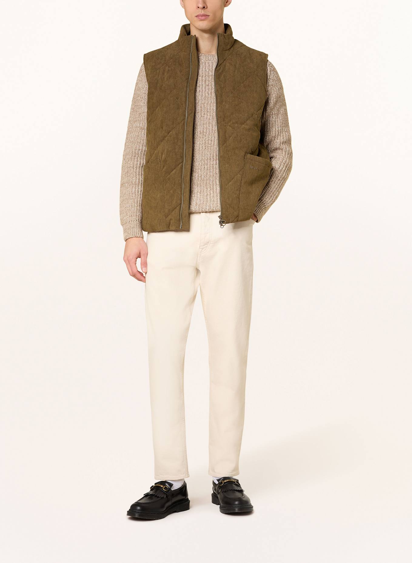 Barbour Steppweste LIDDESDALE aus Cord: DUNKELBRAUN/ KHAKI