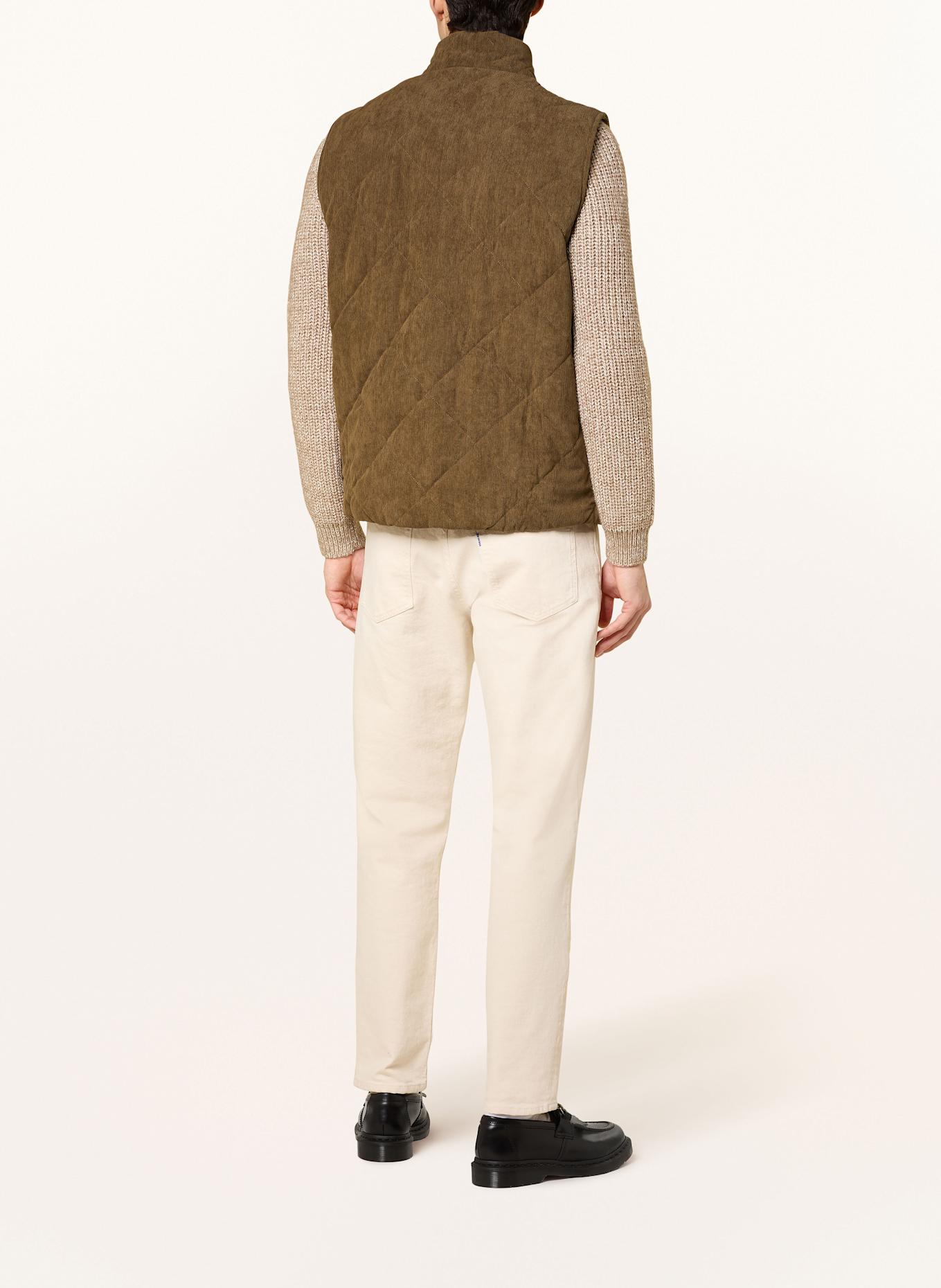 Barbour Steppweste LIDDESDALE aus Cord: DUNKELBRAUN/ KHAKI