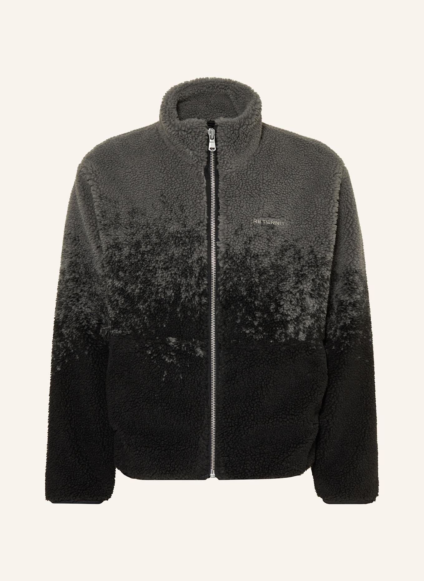 RETERNITY Plyšová bunda: ŠEDÁ / ČERNÁ