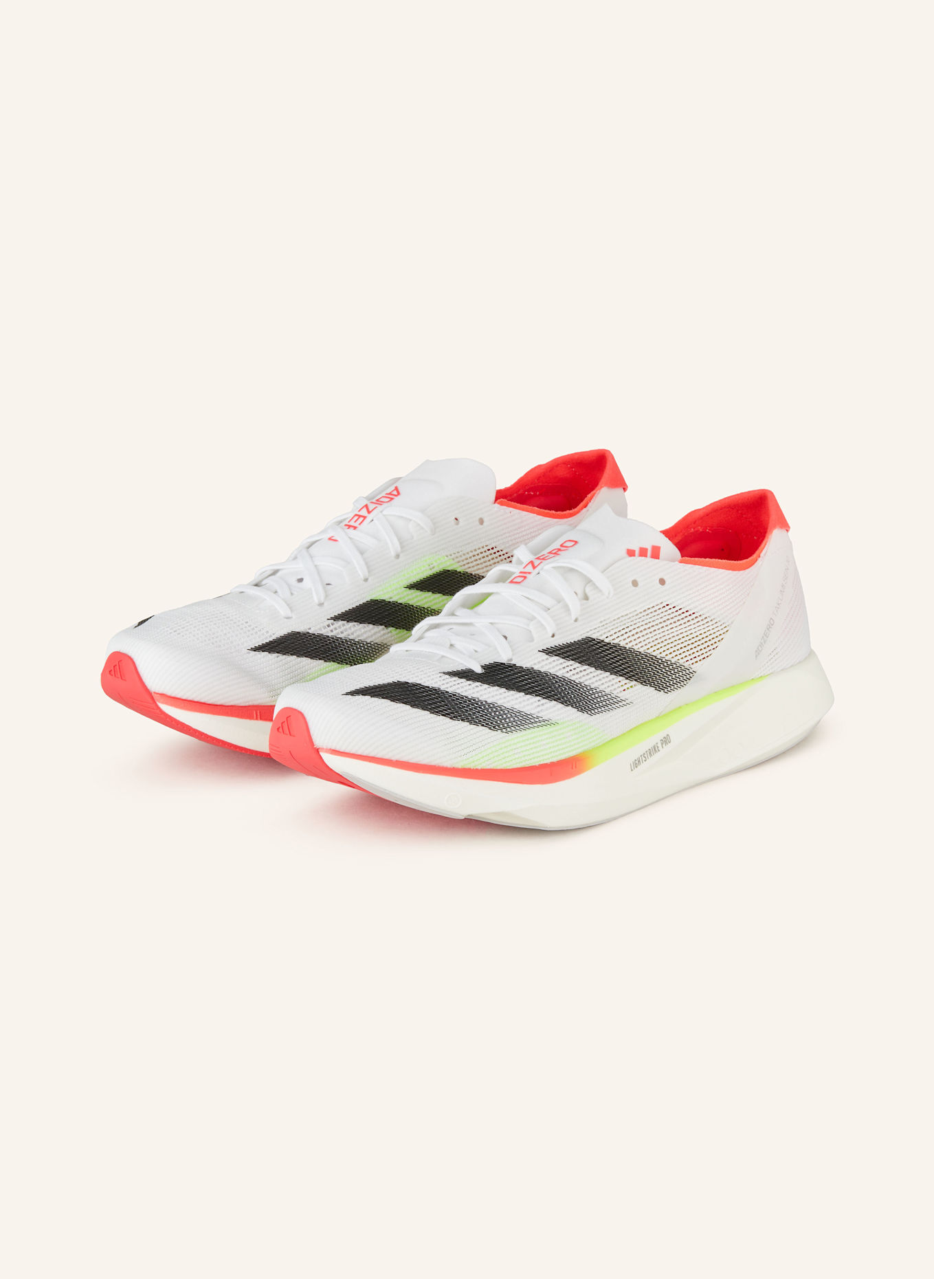 adidas Laufschuhe ADIZERO TAKUMI SEN 10: WEISS/ NEONGRÜN/ NEONROT
