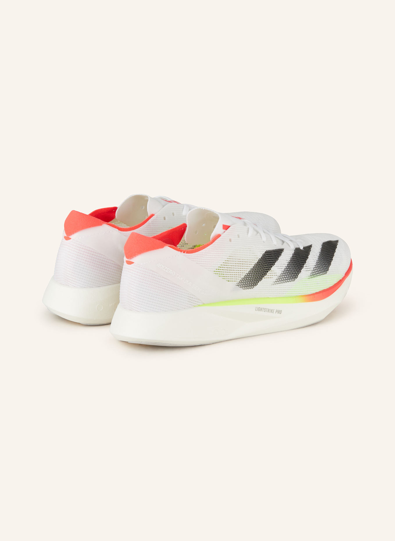 adidas Laufschuhe ADIZERO TAKUMI SEN 10: WEISS/ NEONGRÜN/ NEONROT