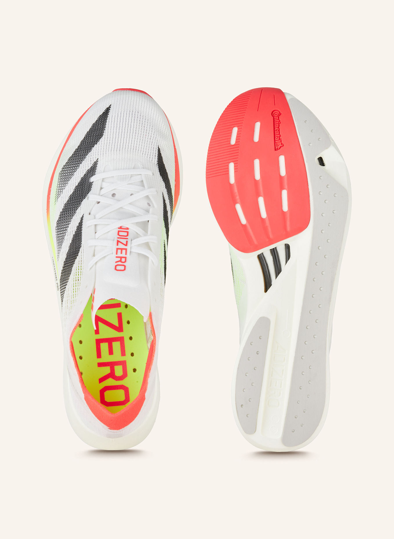 adidas Laufschuhe ADIZERO TAKUMI SEN 10: WEISS/ NEONGRÜN/ NEONROT