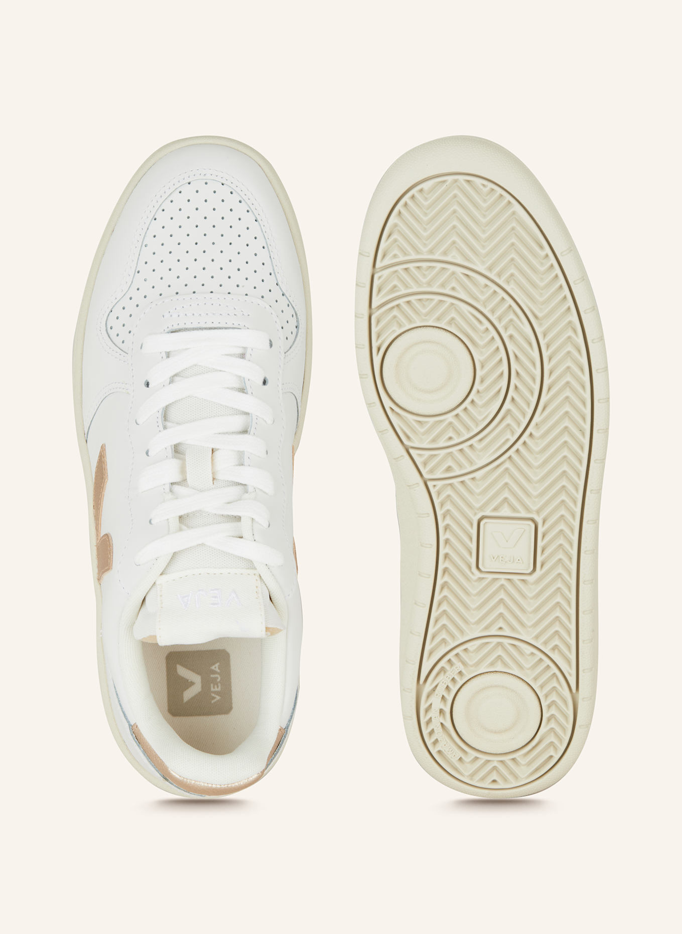 VEJA Sneaker V-10 PRIME: WEISS/ ROSÉGOLD