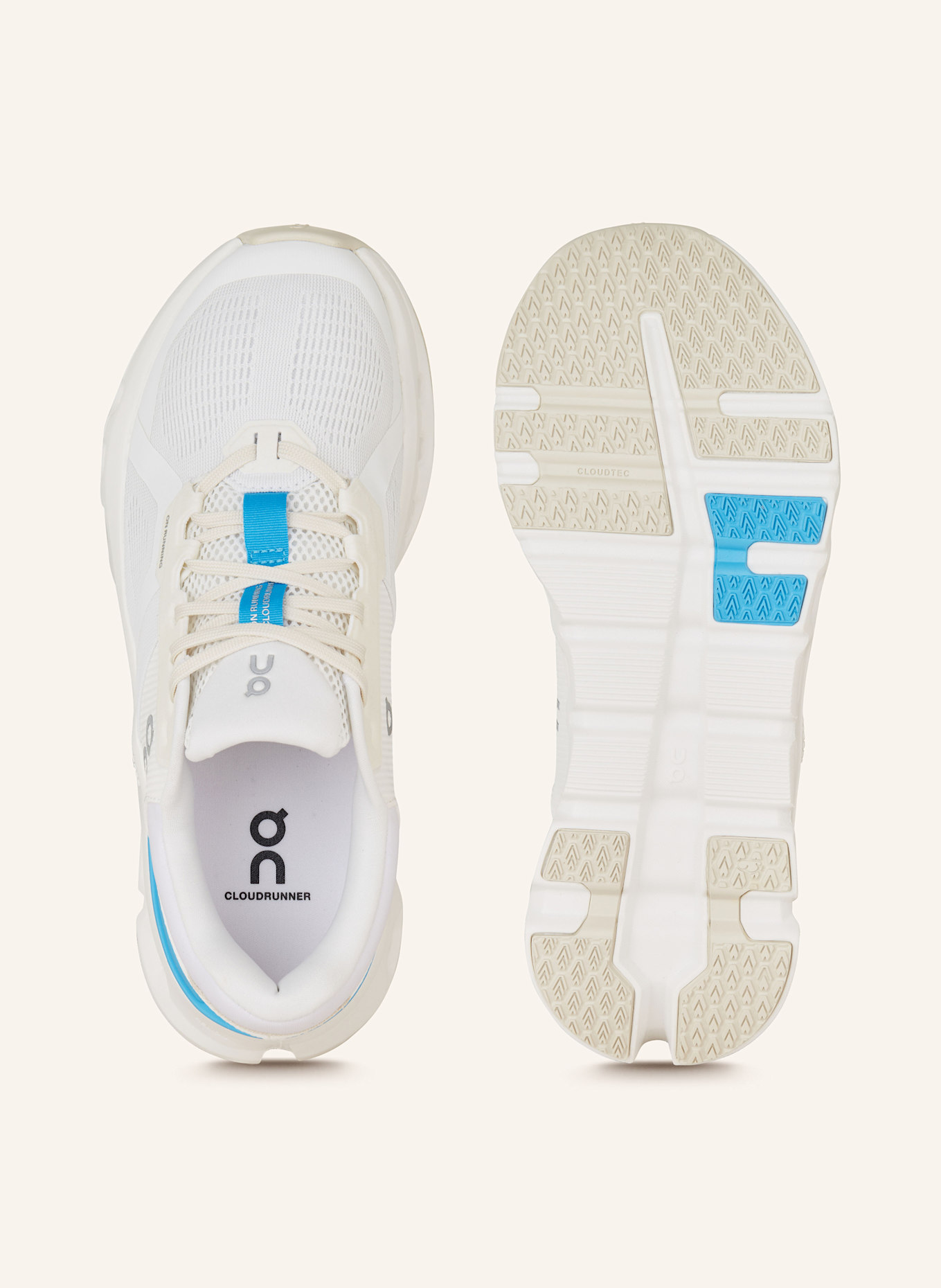 On Running shoes CLOUDRUNNER 2: WHITE / TURQUOISE