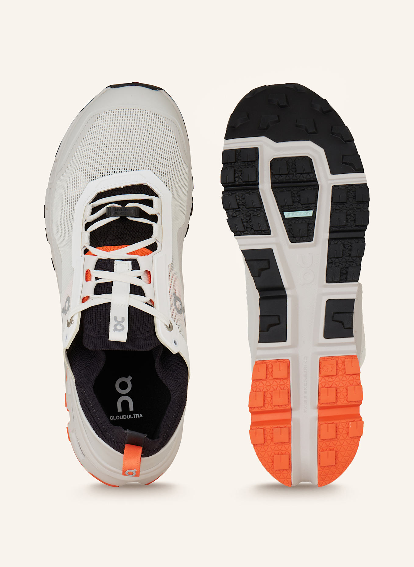 On Trailrunning-Schuhe CLOUDULTRA 2: WEISS / SCHWARZ / ORANGE