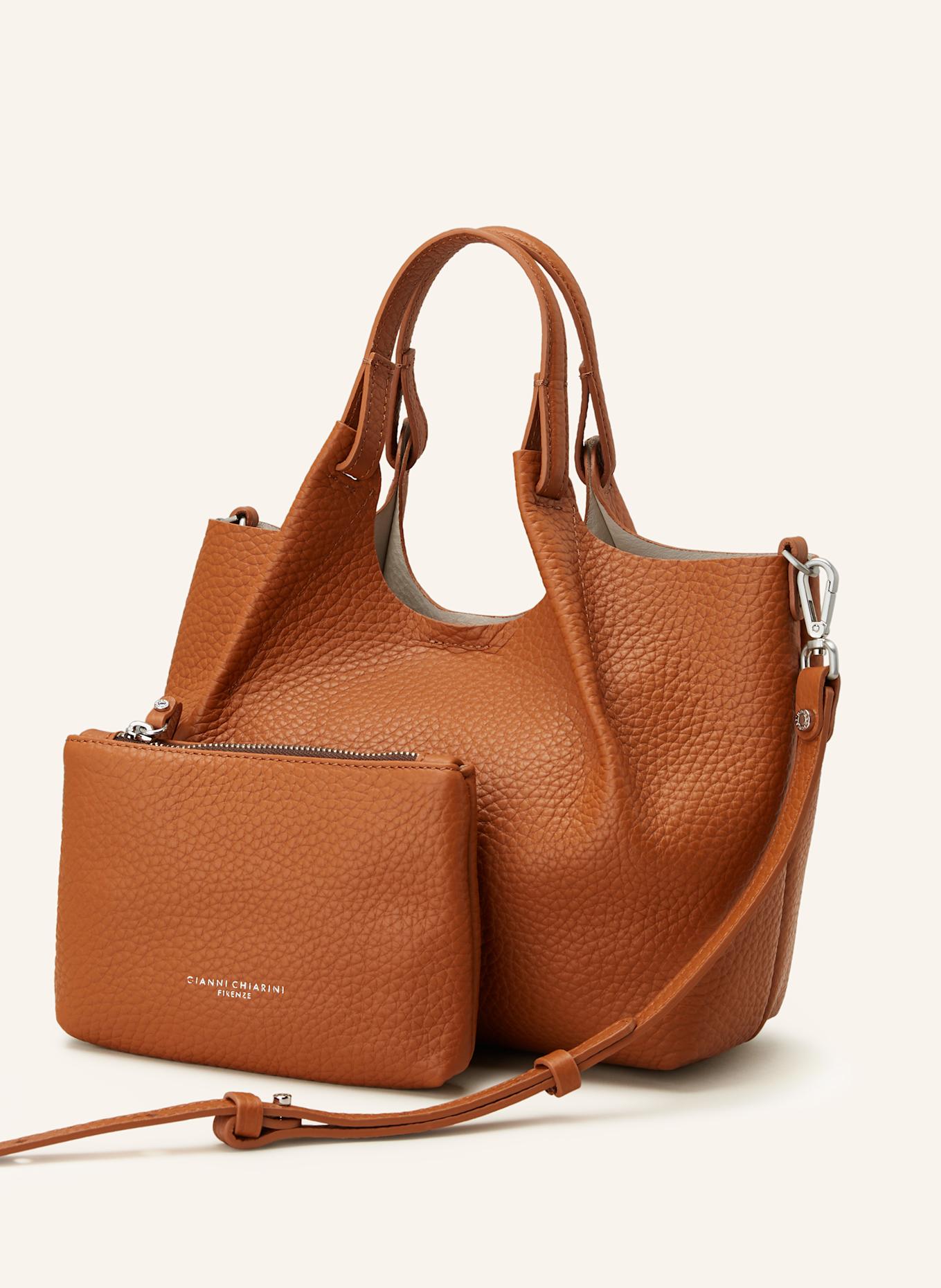 GIANNI CHIARINI DUA MEDIUM handbag with pouch: COGNAC