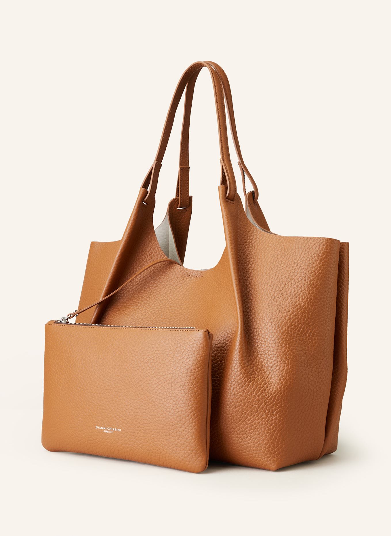 GIANNI CHIARINI Beuteltasche DUA XL mit Pouch: COGNAC