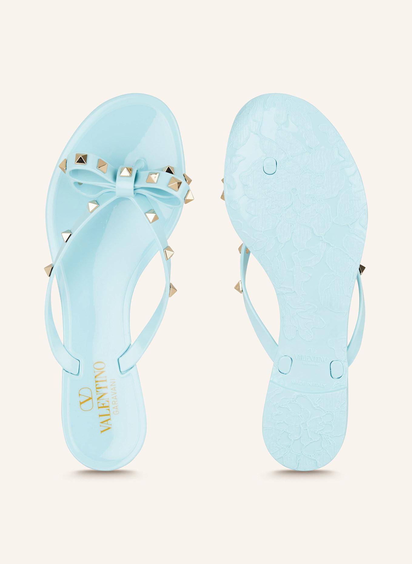 VALENTINO GARAVANI Zehentrenner SUMMER ROCKSTUD mit Nieten: HELLBLAU