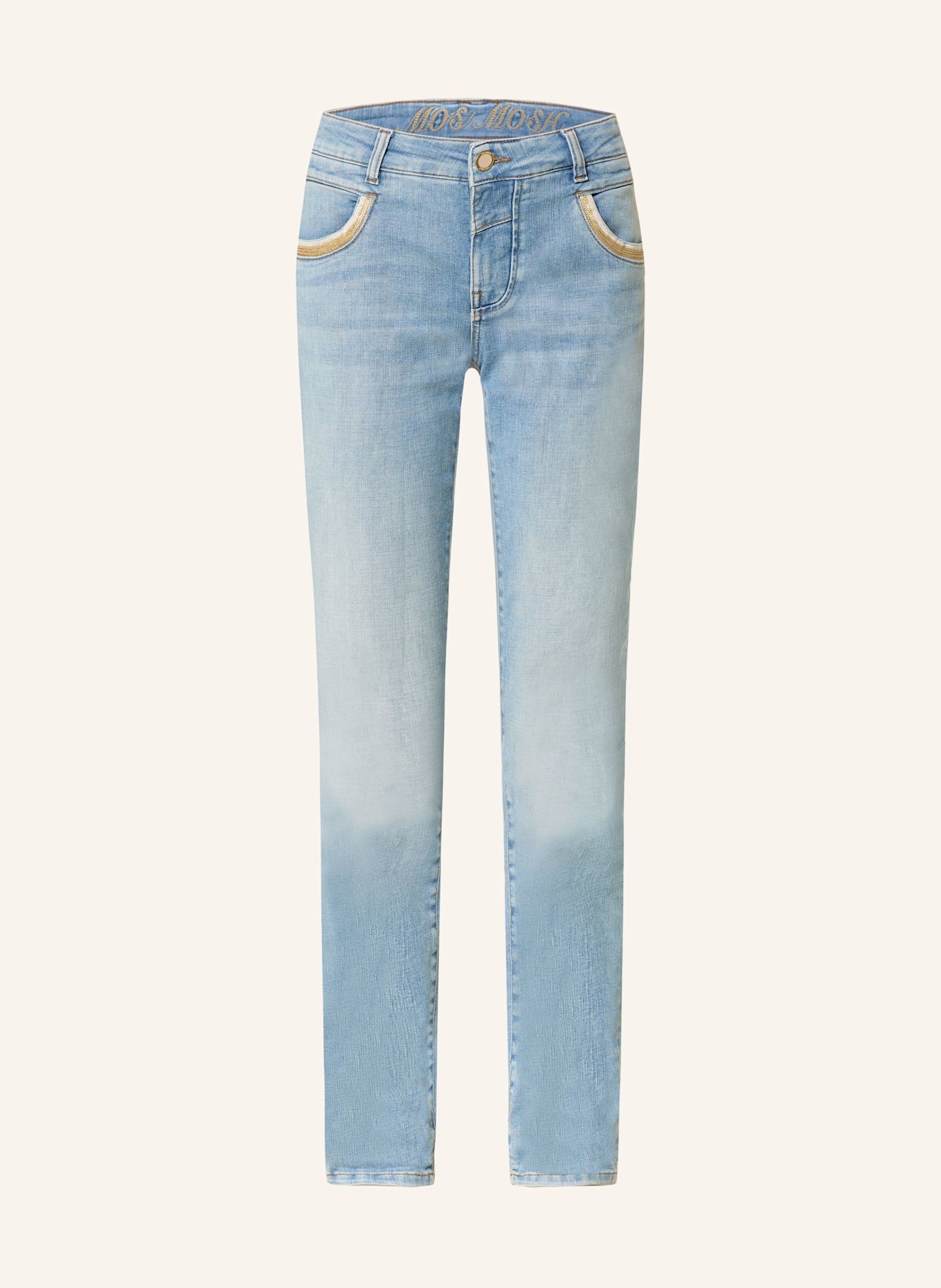 MOS MOSH Straight Jeans MMNAOMI mit Paillettenbesatz: 406 LIGHT BLUE