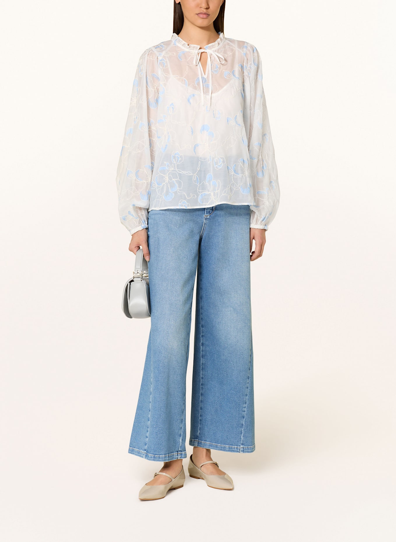 MOS MOSH Blusenshirt MMEISARA: WEISS/ HELLBLAU