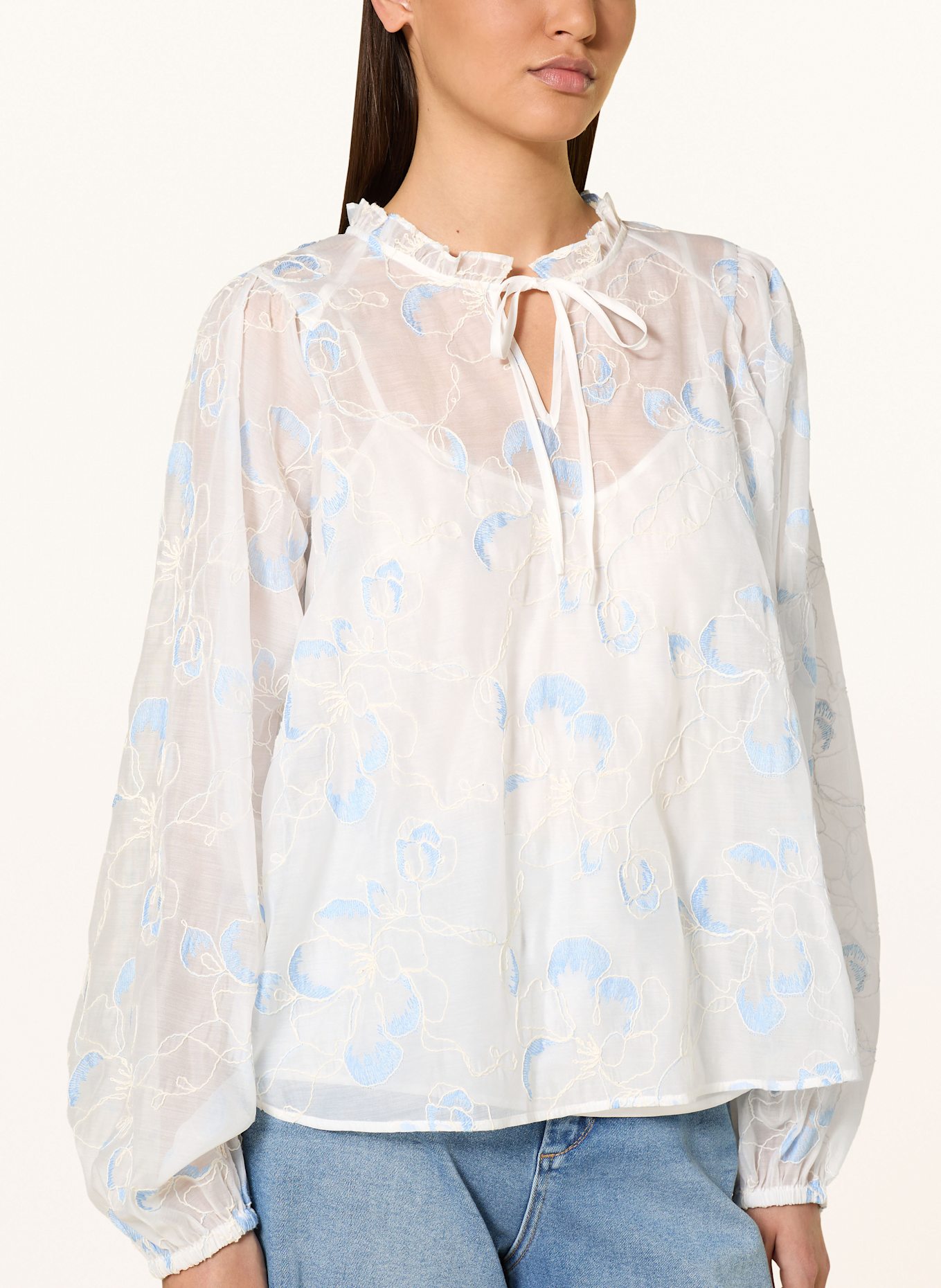 MOS MOSH Blusenshirt MMEISARA: WEISS/ HELLBLAU
