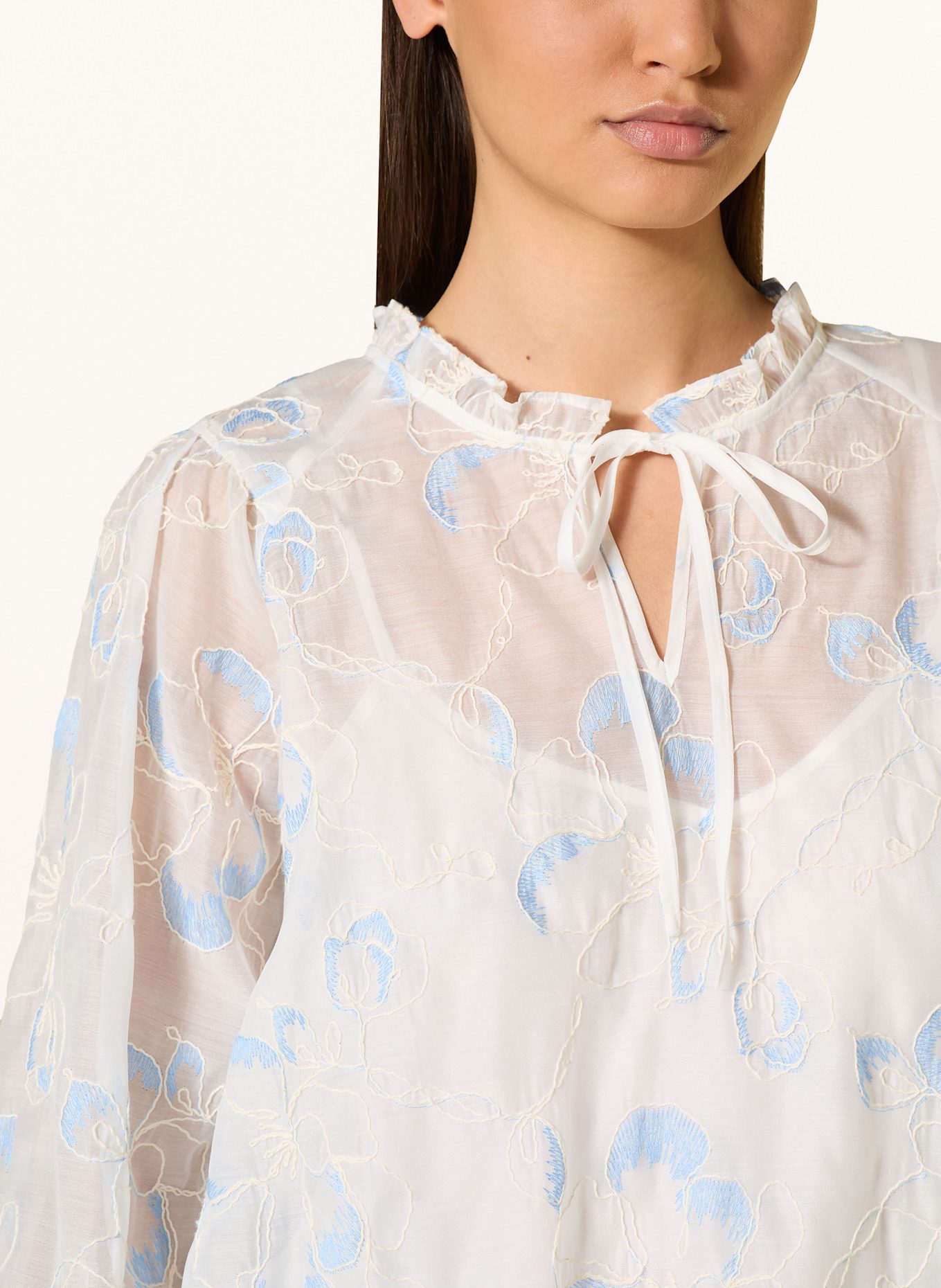 MOS MOSH Blusenshirt MMEISARA: WEISS/ HELLBLAU