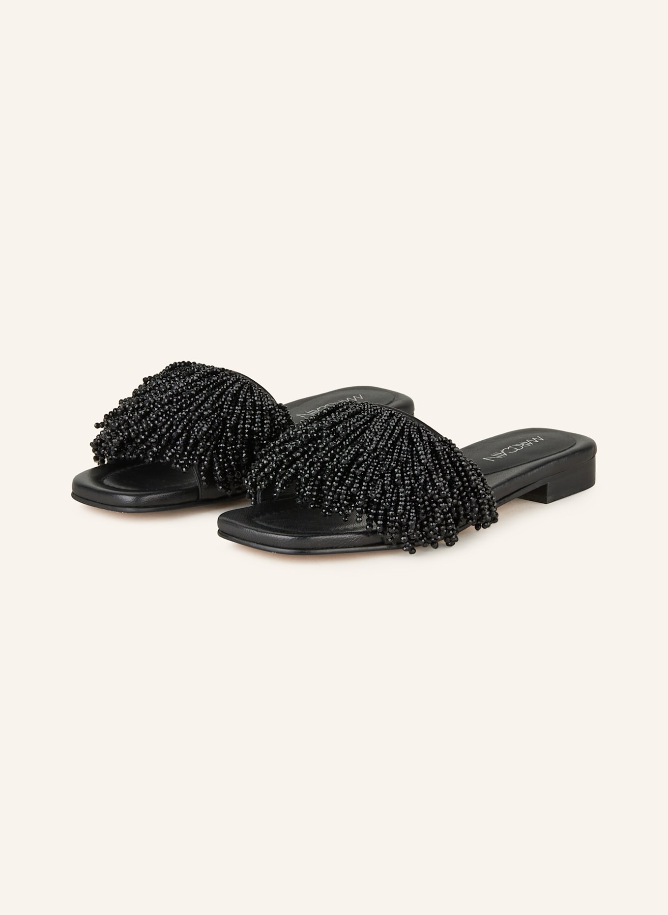 MARC CAIN Pantoletten mit Schmuckperlen: 900 BLACK