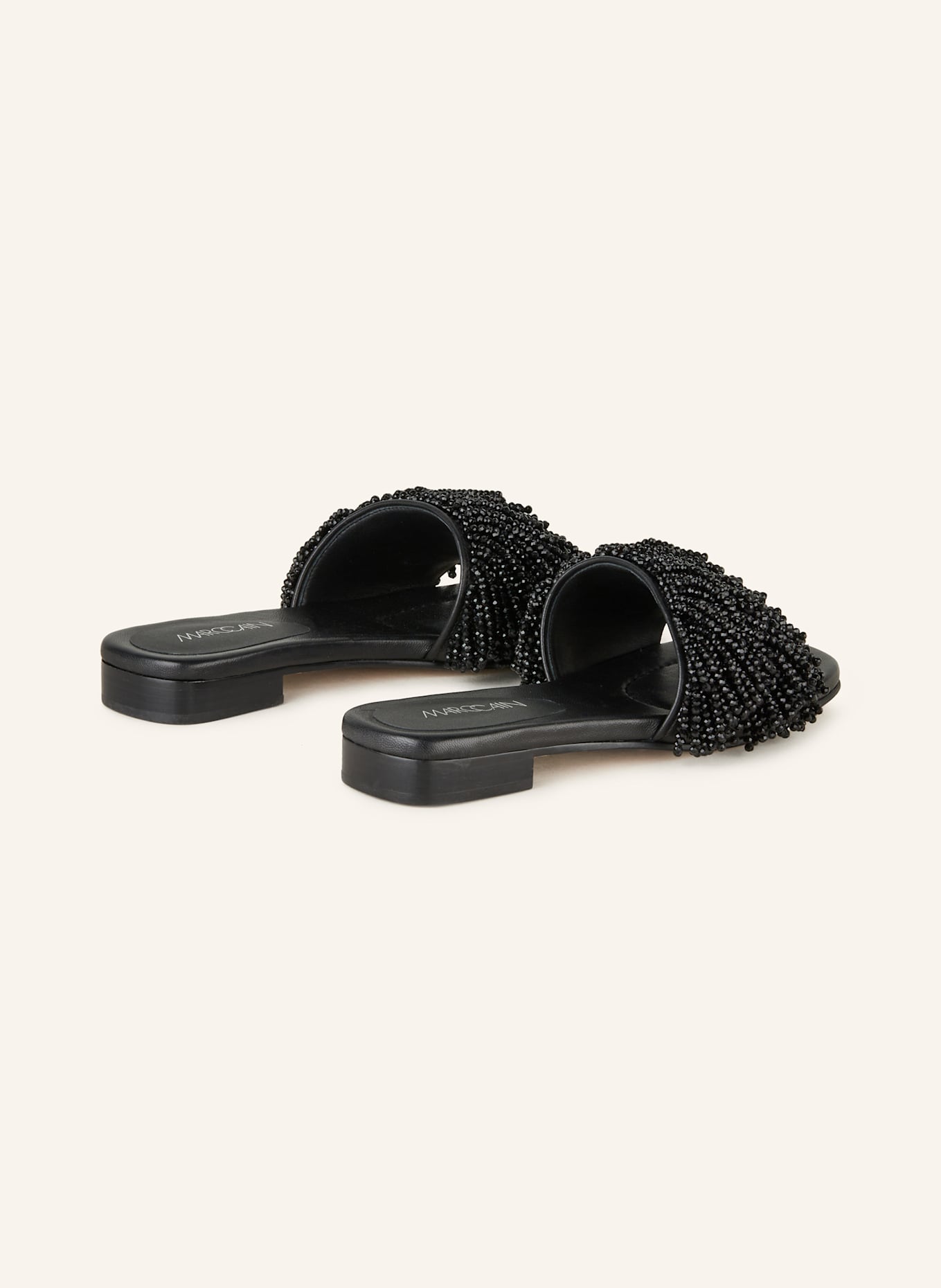 MARC CAIN Pantoletten mit Schmuckperlen: 900 BLACK