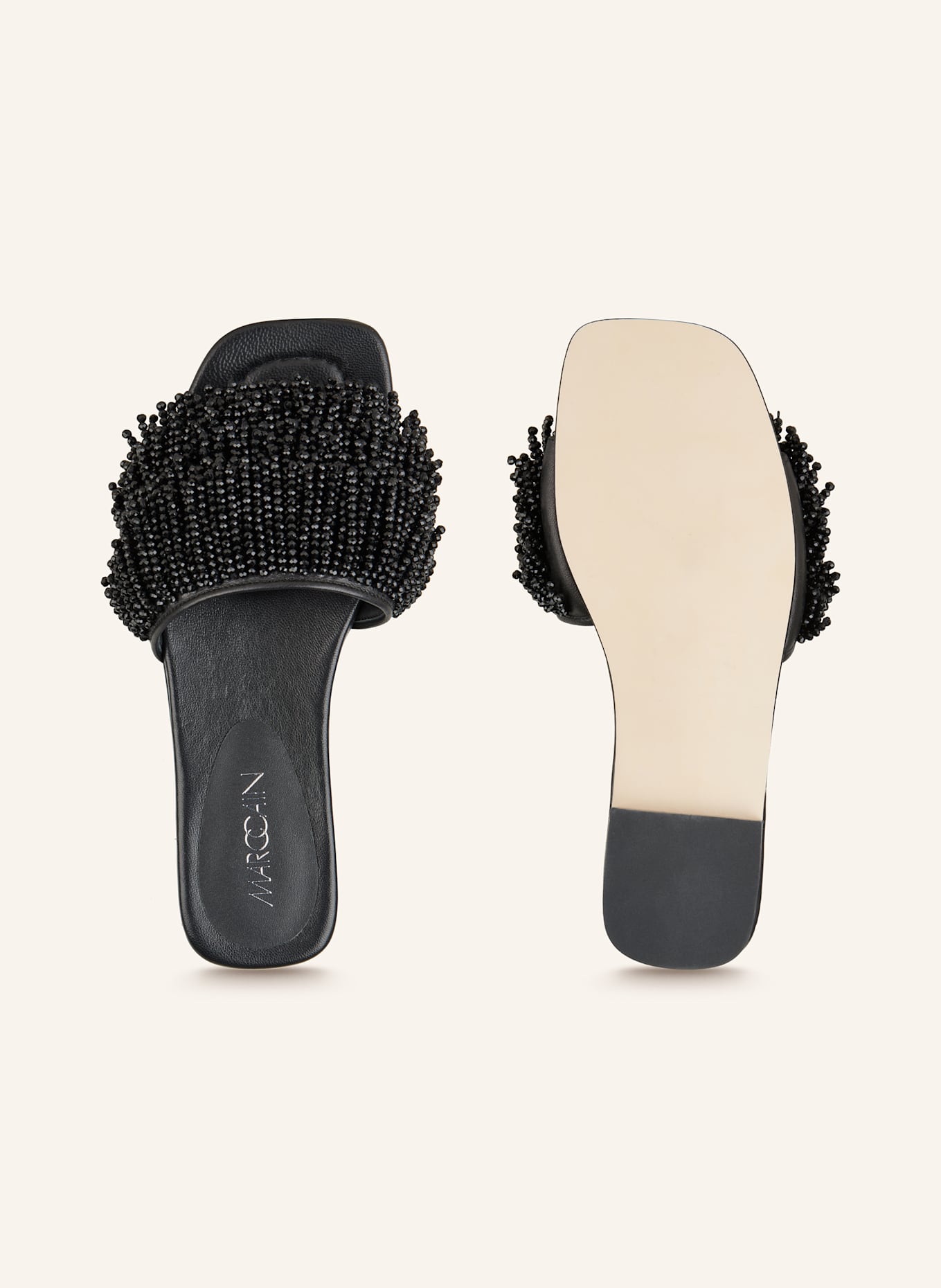 MARC CAIN Pantoletten mit Schmuckperlen: 900 BLACK