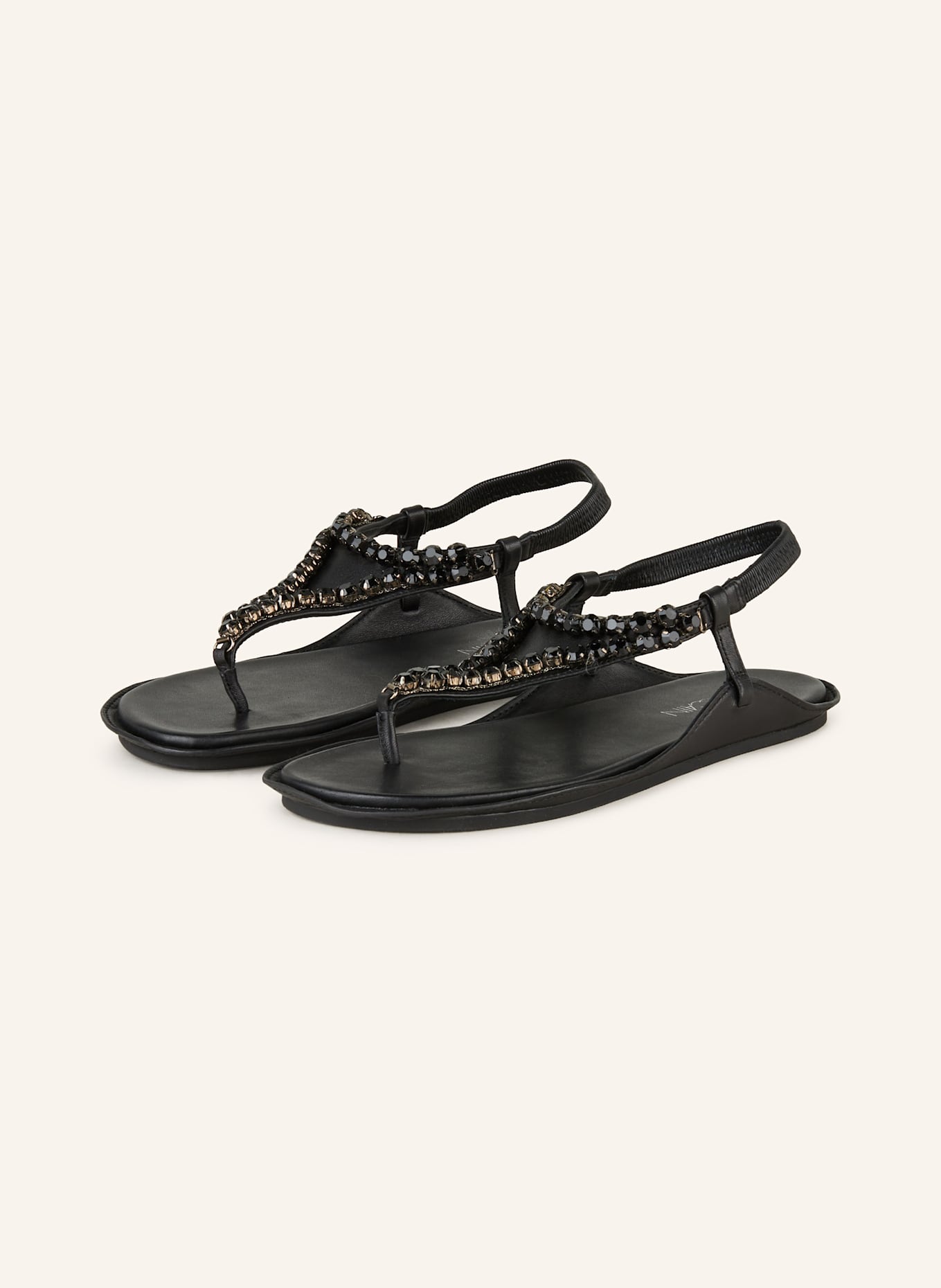 MARC CAIN Zehentrenner mit Schmucksteinen: 900 BLACK