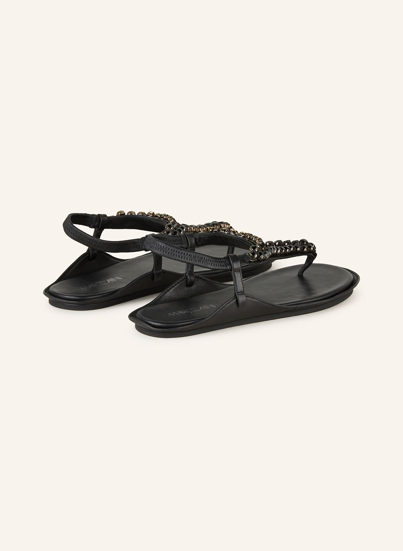 MARC CAIN Zehentrenner mit Schmucksteinen: 900 BLACK