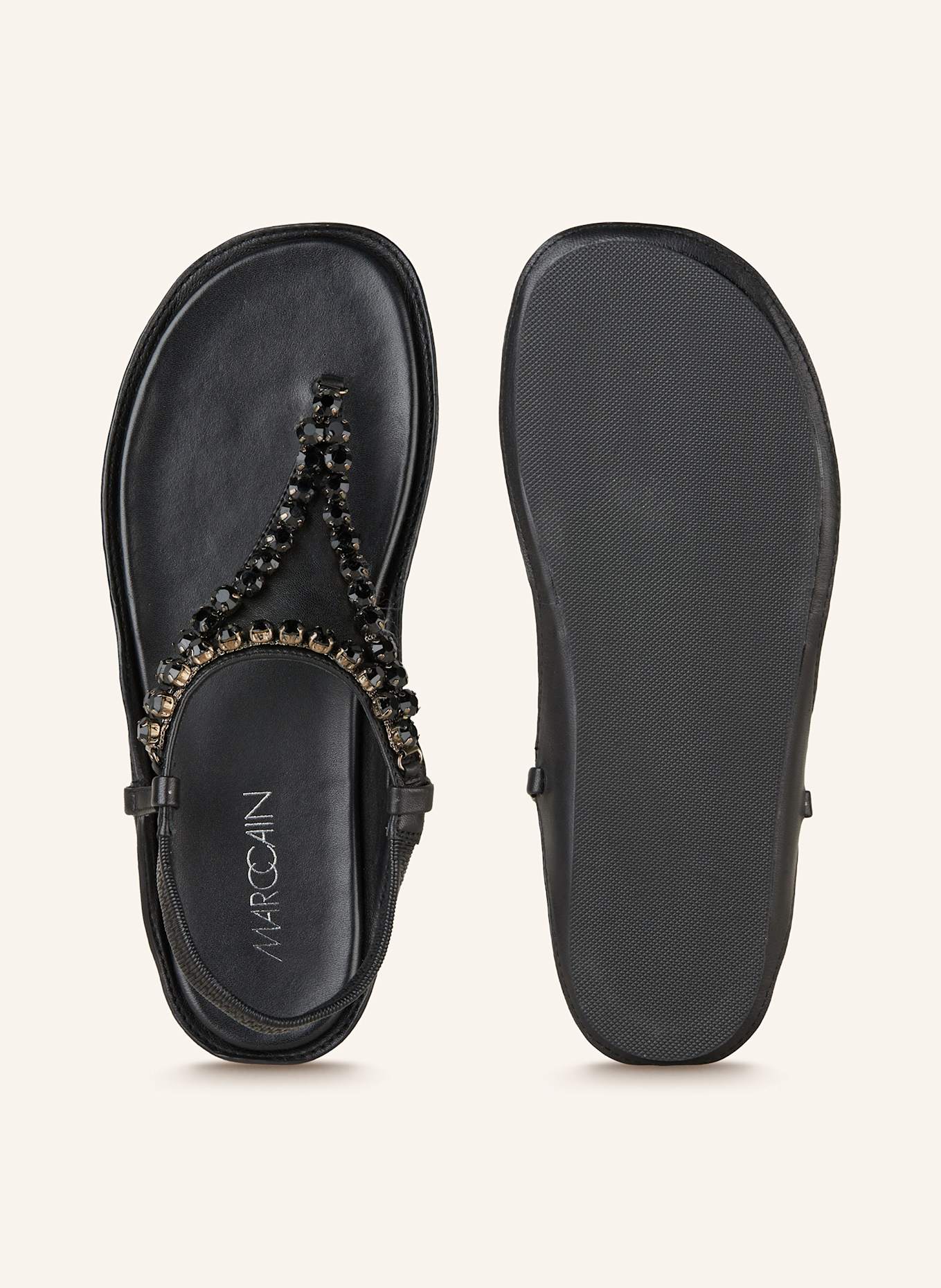 MARC CAIN Zehentrenner mit Schmucksteinen: 900 BLACK
