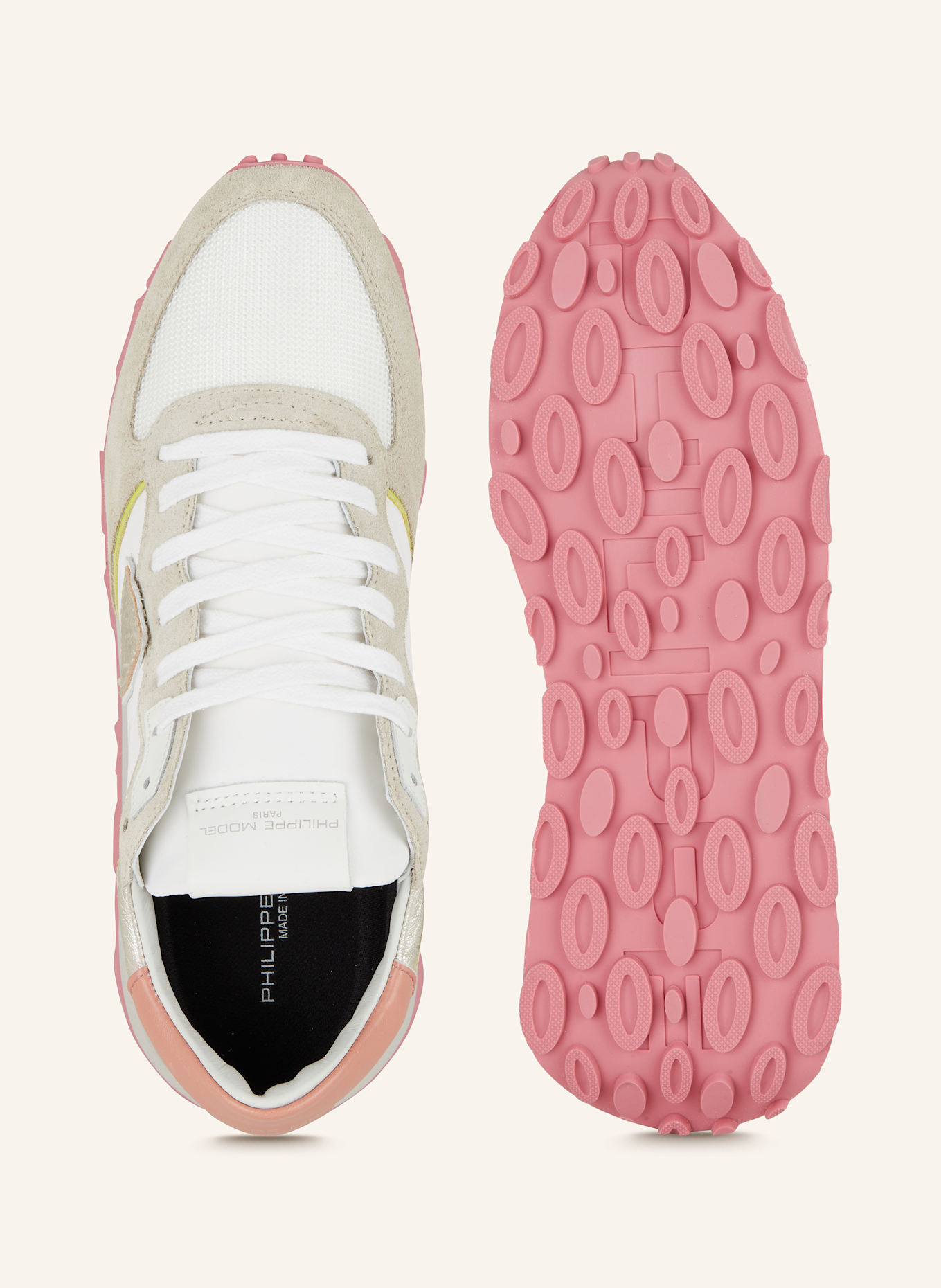 PHILIPPE MODEL Sneaker TROPEZ: WEISS / HELLGRAU / ROSÉ