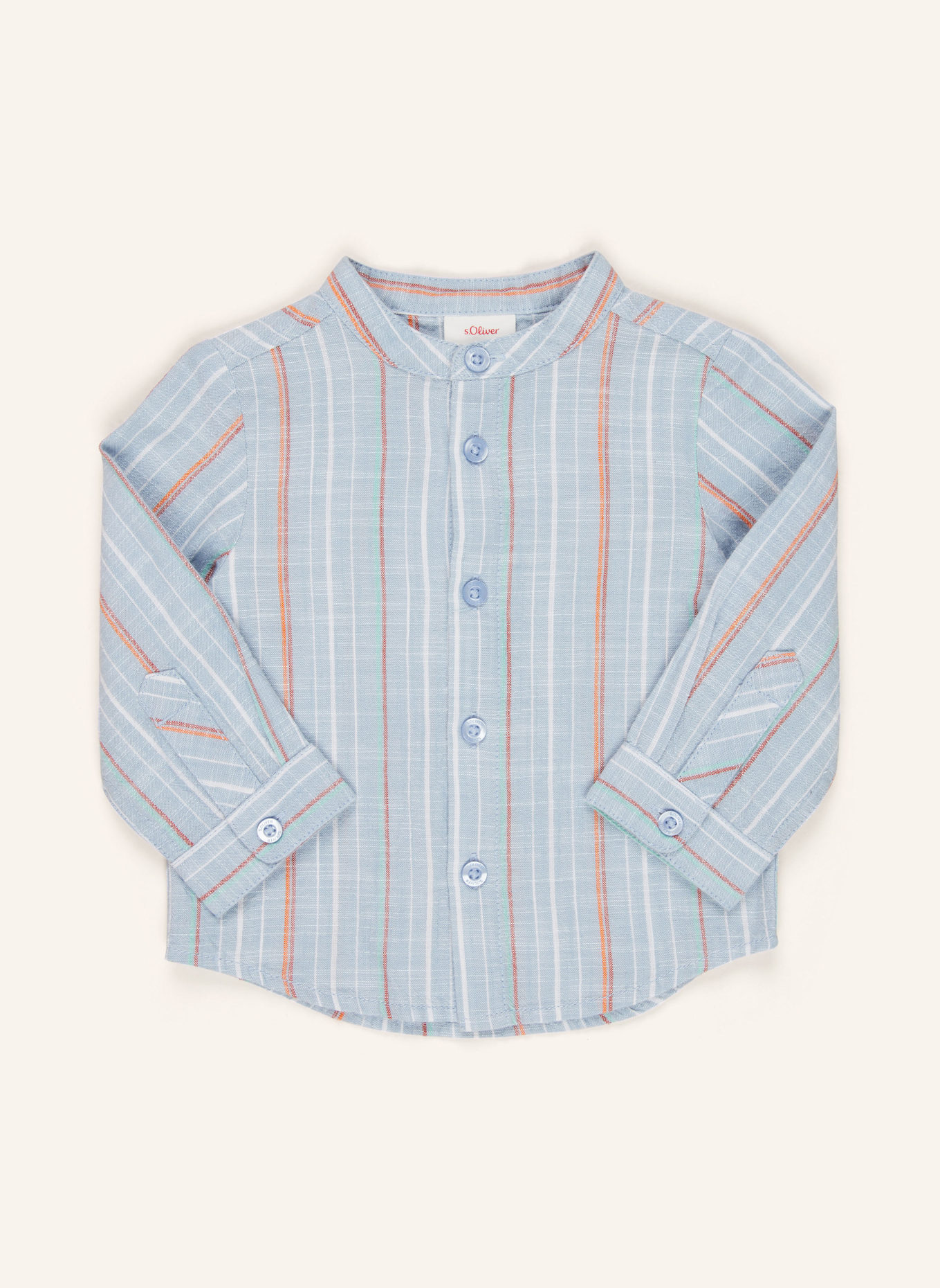 s.Oliver RED Hemd mit Stehkragen: HELLBLAU / ORANGE / HELLGRÜN