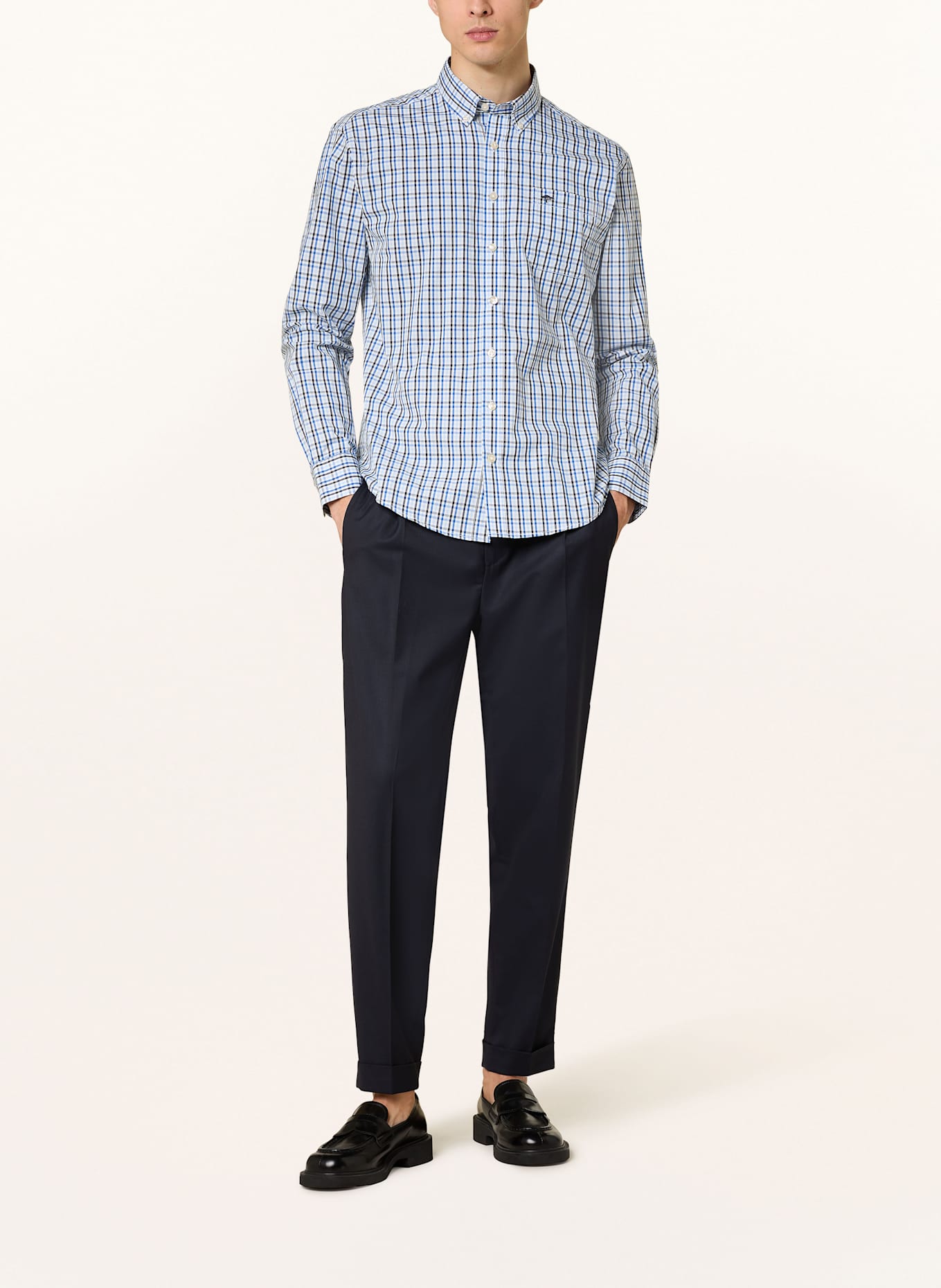 FYNCH-HATTON Hemd Regular Fit: HELLBLAU / DUNKELBLAU