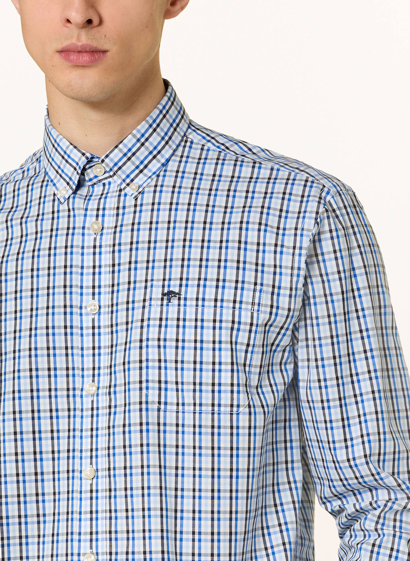 FYNCH-HATTON Hemd Regular Fit: HELLBLAU / DUNKELBLAU