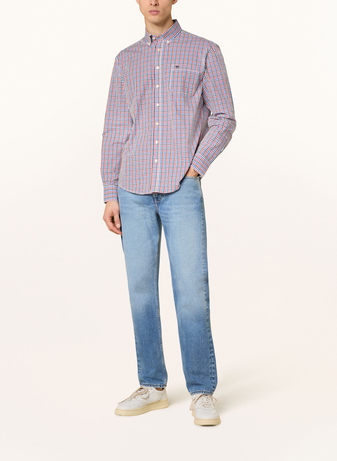 FYNCH-HATTON Hemd Regular Fit: BLAU / ROT / SCHWARZ