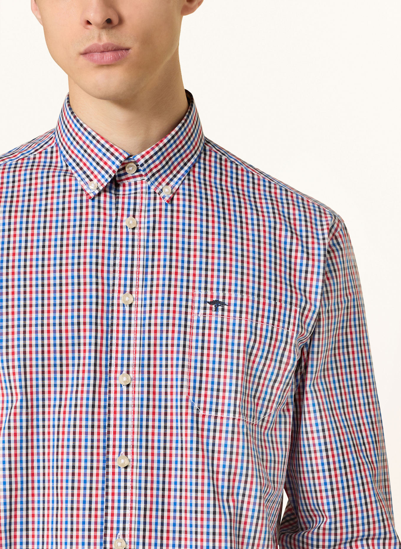 FYNCH-HATTON Hemd Regular Fit: BLAU / ROT / SCHWARZ