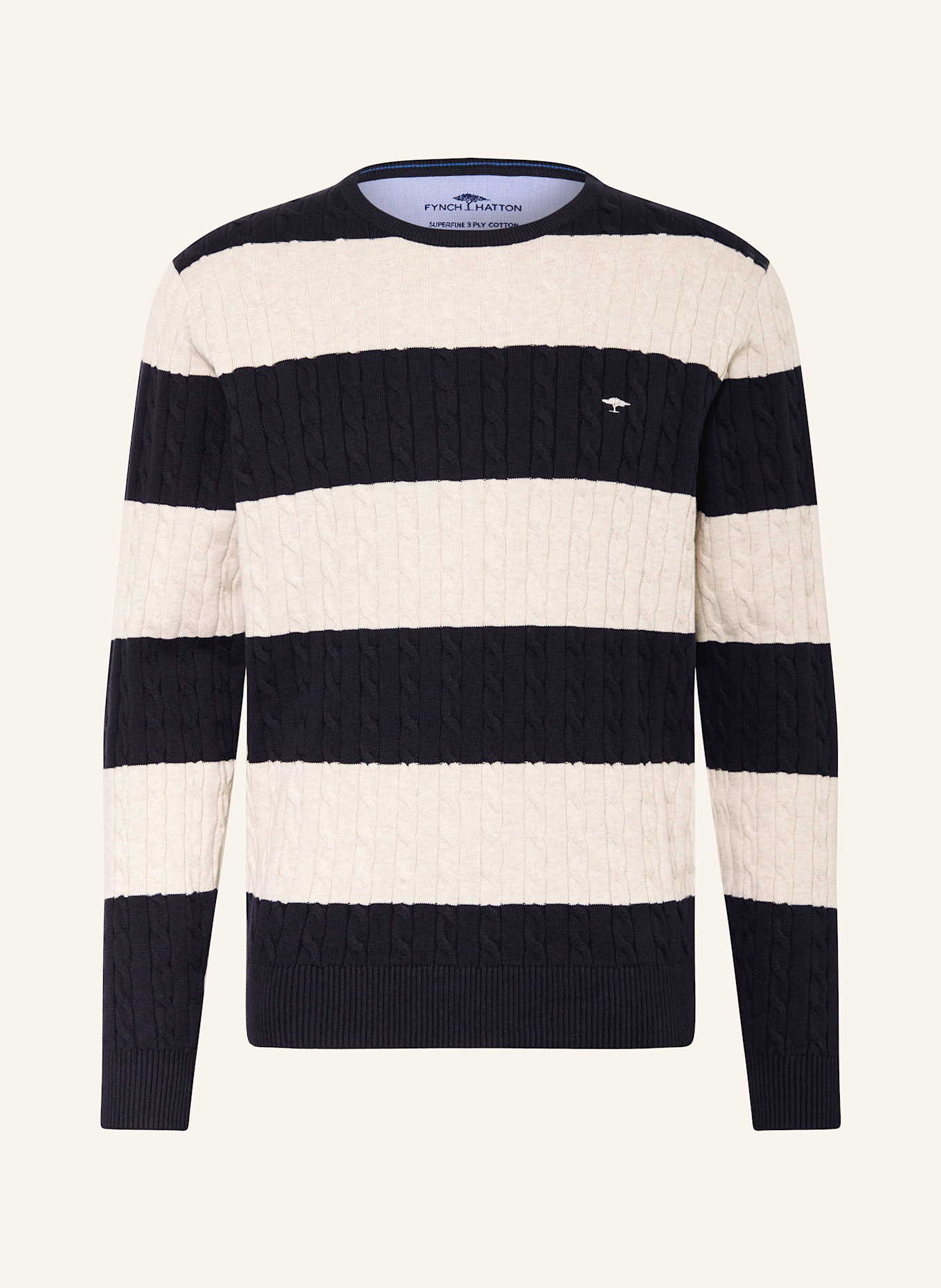 FYNCH-HATTON Pullover: DUNKELBLAU / WEISS