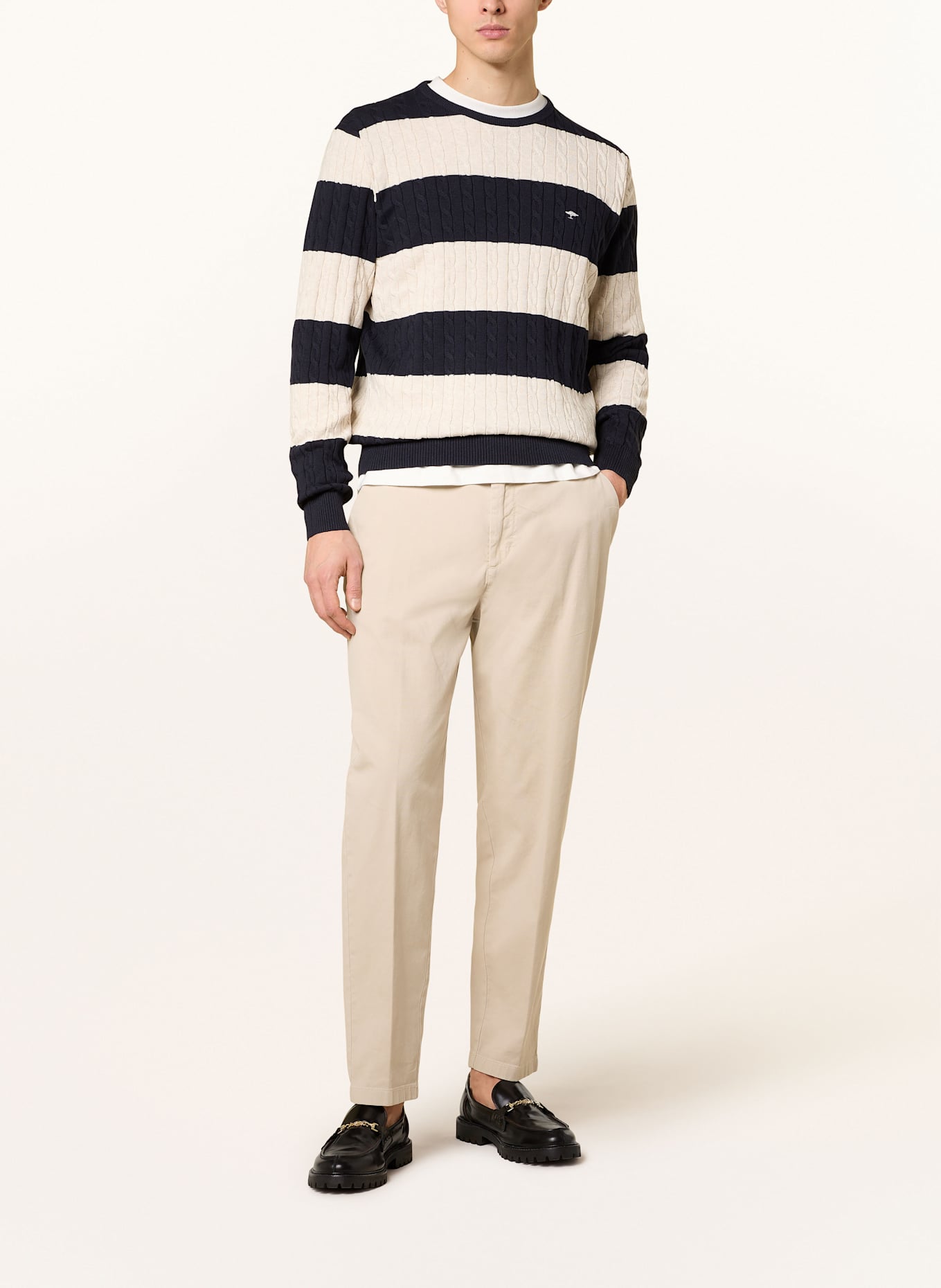 FYNCH-HATTON Pullover: DUNKELBLAU / WEISS