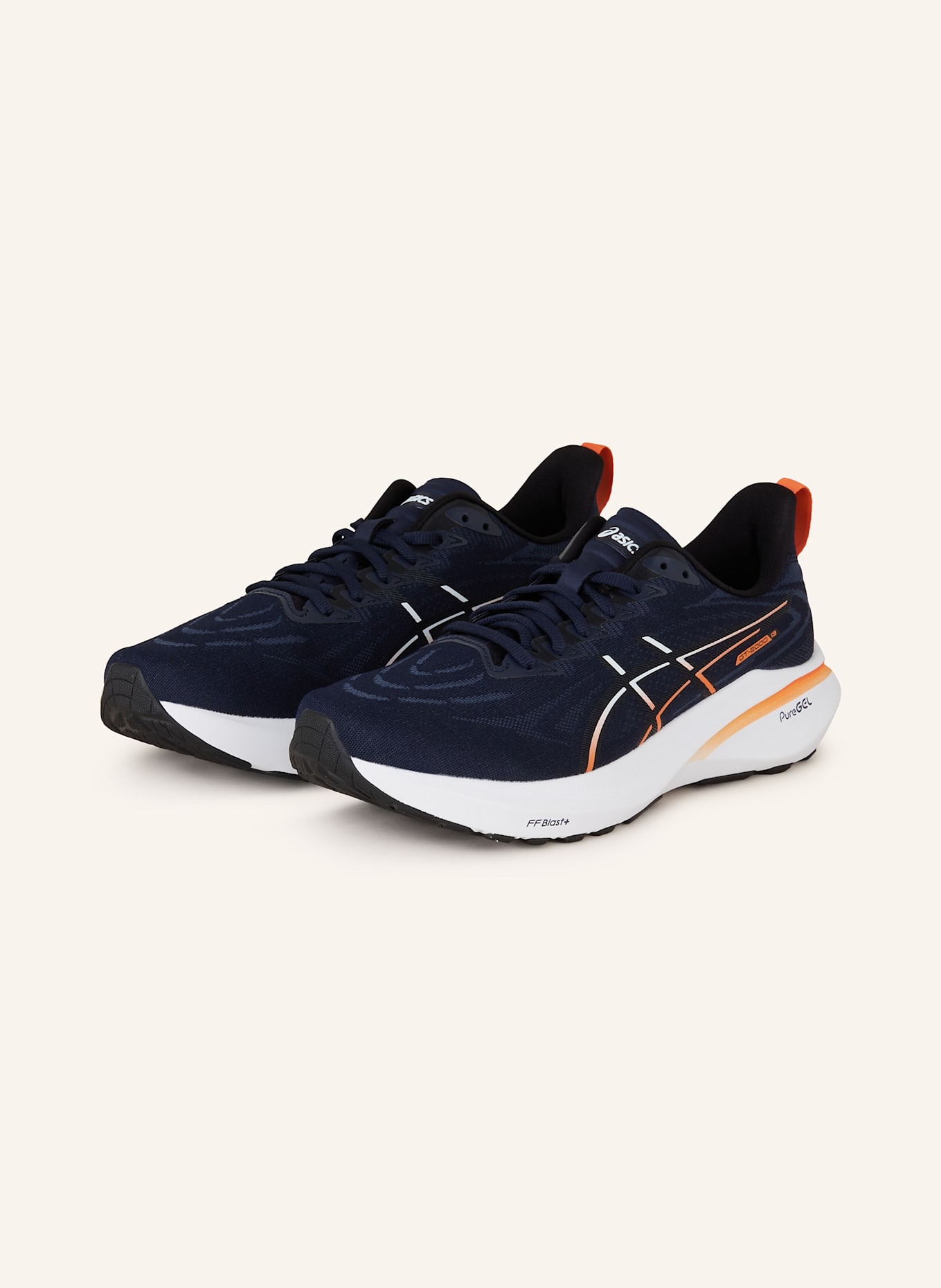 ASICS Laufschuhe GT-2000 13: DUNKELBLAU / NEONORANGE / WEISS
