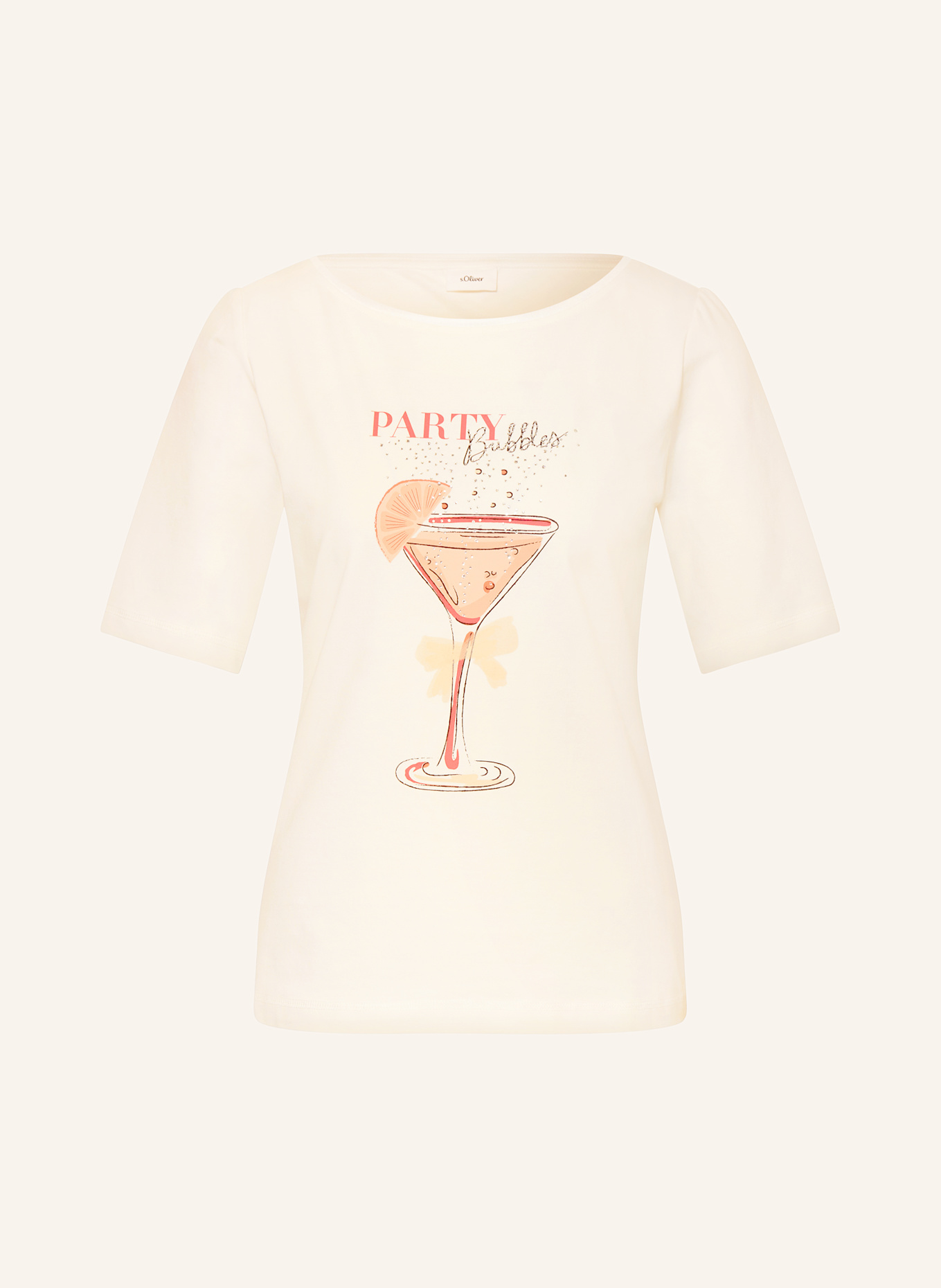 s.Oliver BLACK LABEL T-Shirt mit Schmucksteinen: ECRU