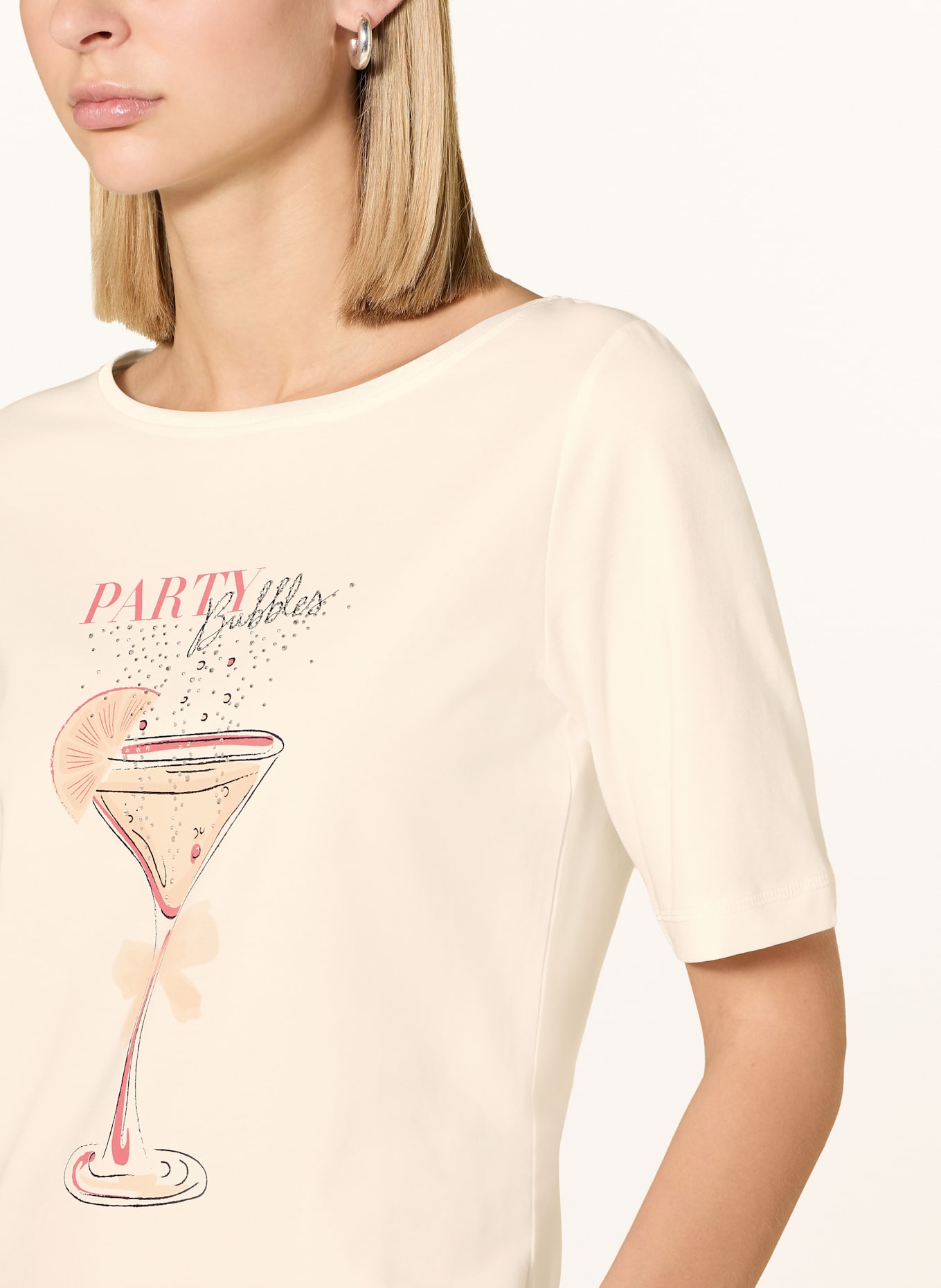 s.Oliver BLACK LABEL T-Shirt mit Schmucksteinen: ECRU