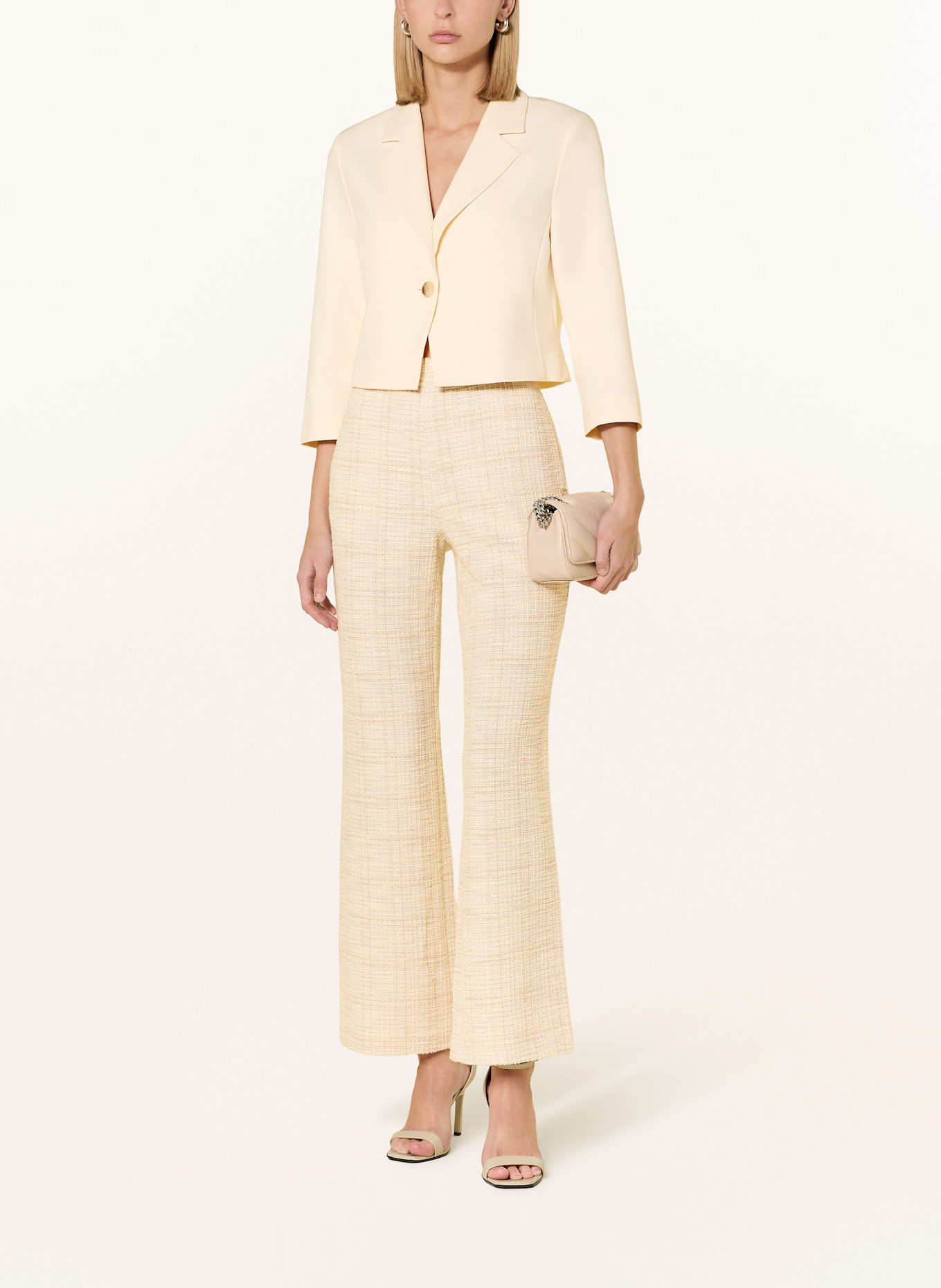 s.Oliver BLACK LABEL Cropped-Blazer mit 3/4-Arm: ECRU