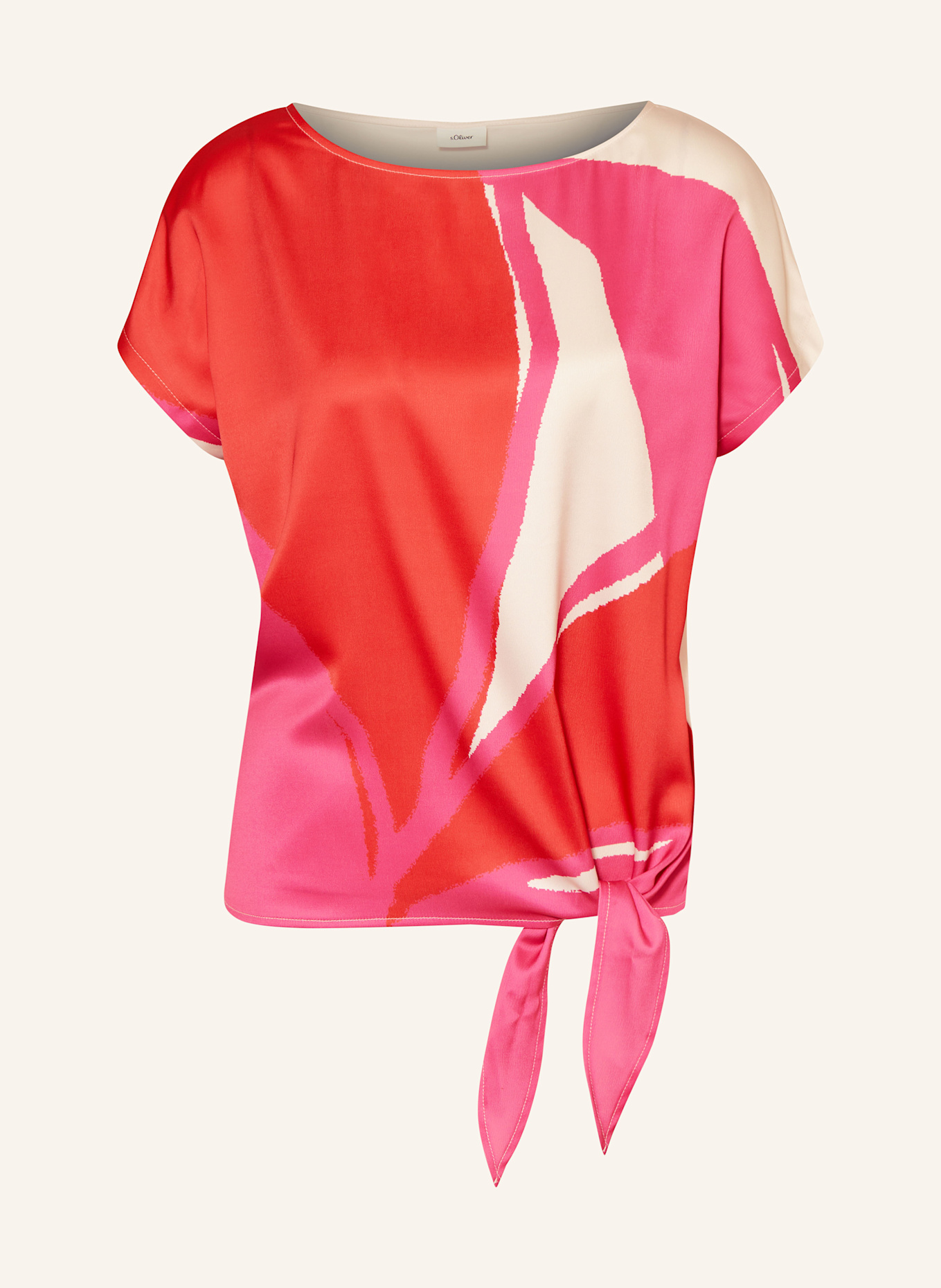 s.Oliver BLACK LABEL T-Shirt im Materialmix: ROT / CREME / PINK