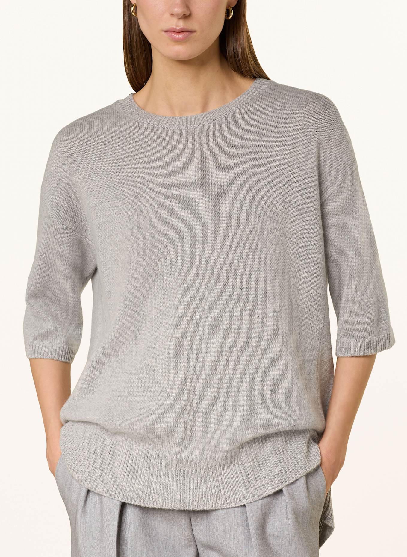 LISA YANG Strickshirt CAMILLE aus Cashmere: HELLGRAU