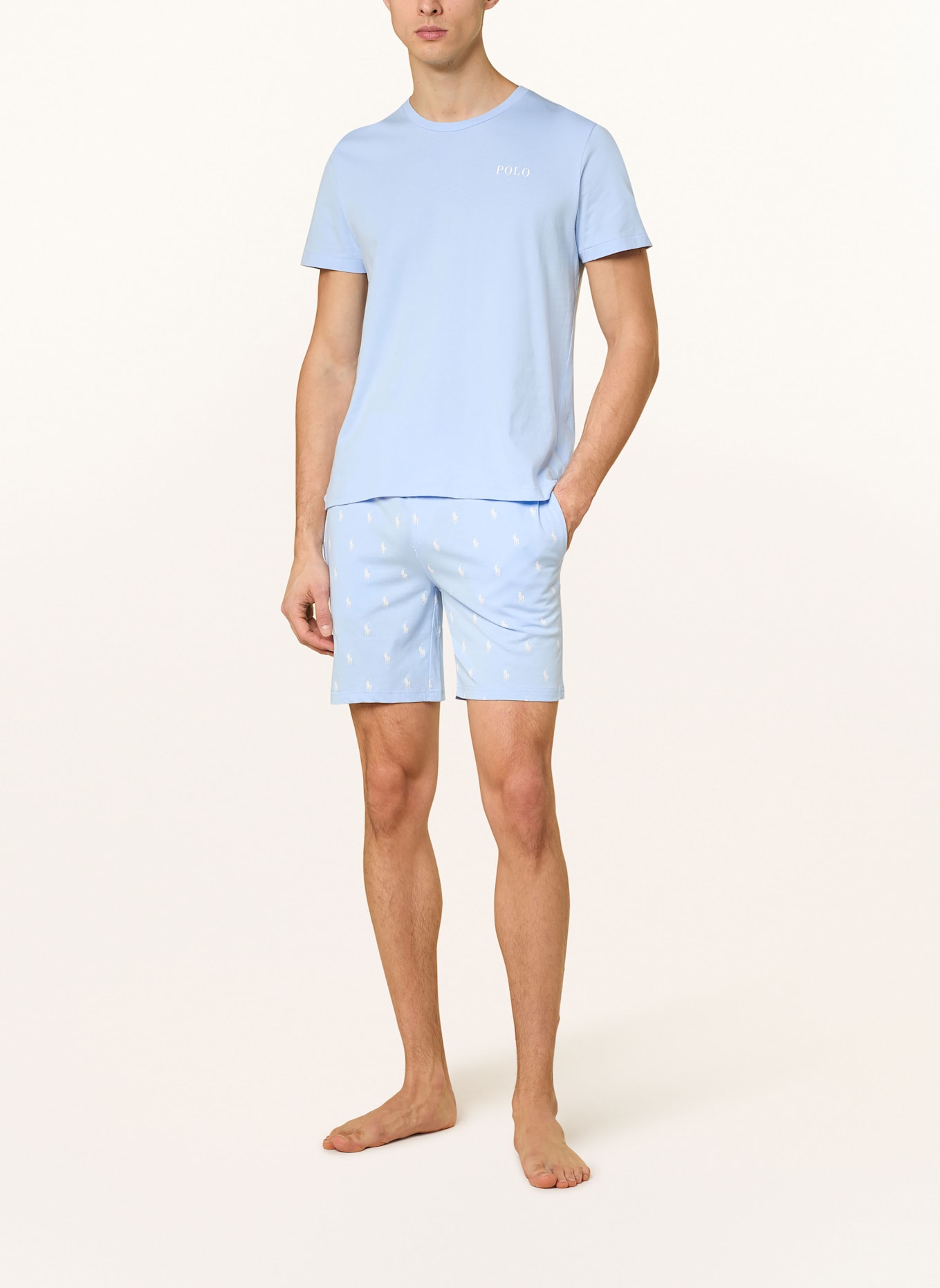POLO RALPH LAUREN Lounge shorts: LIGHT BLUE / WHITE