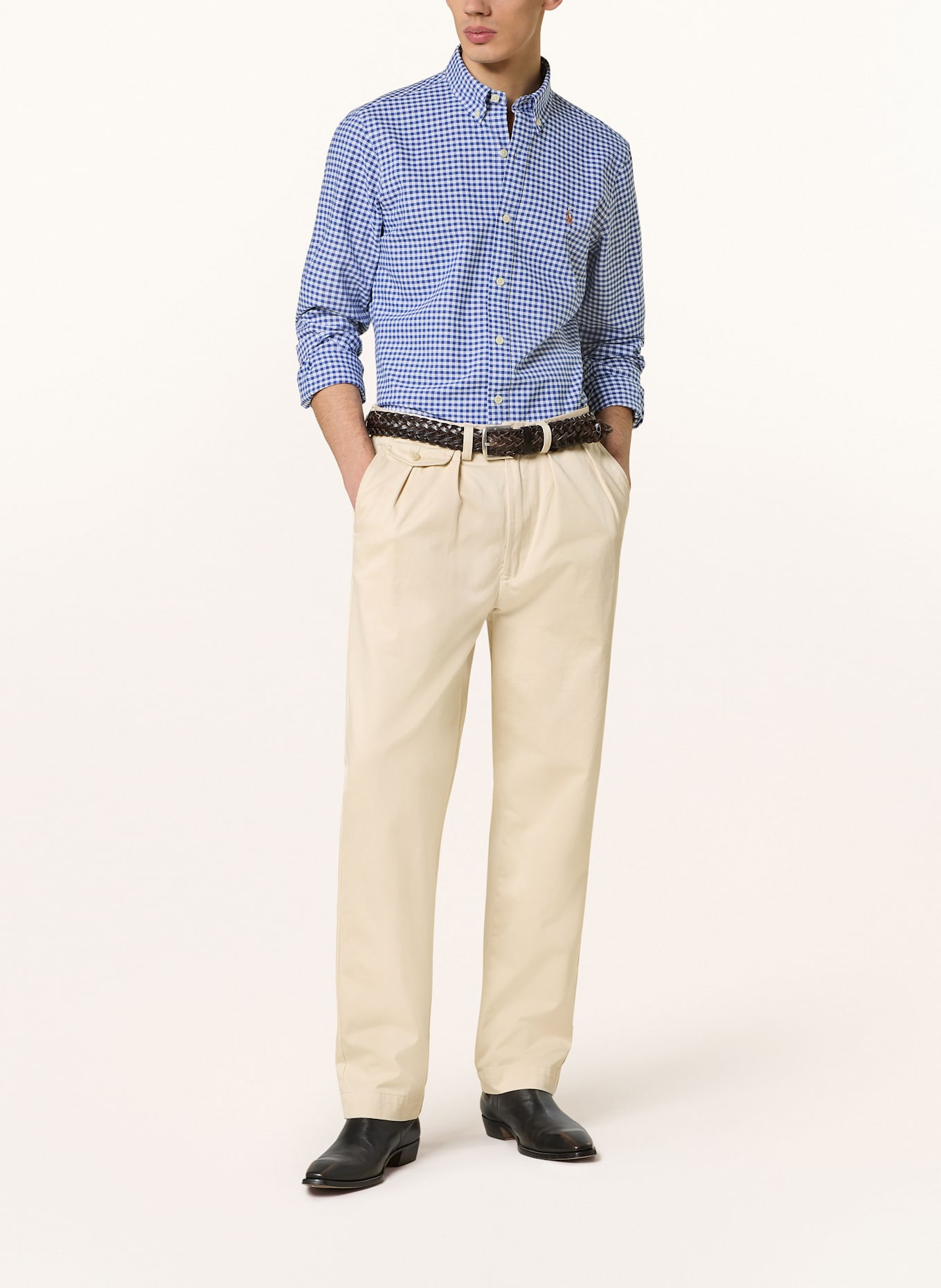 POLO RALPH LAUREN Oxfordhemd Slim Fit: WEISS / HELLBLAU