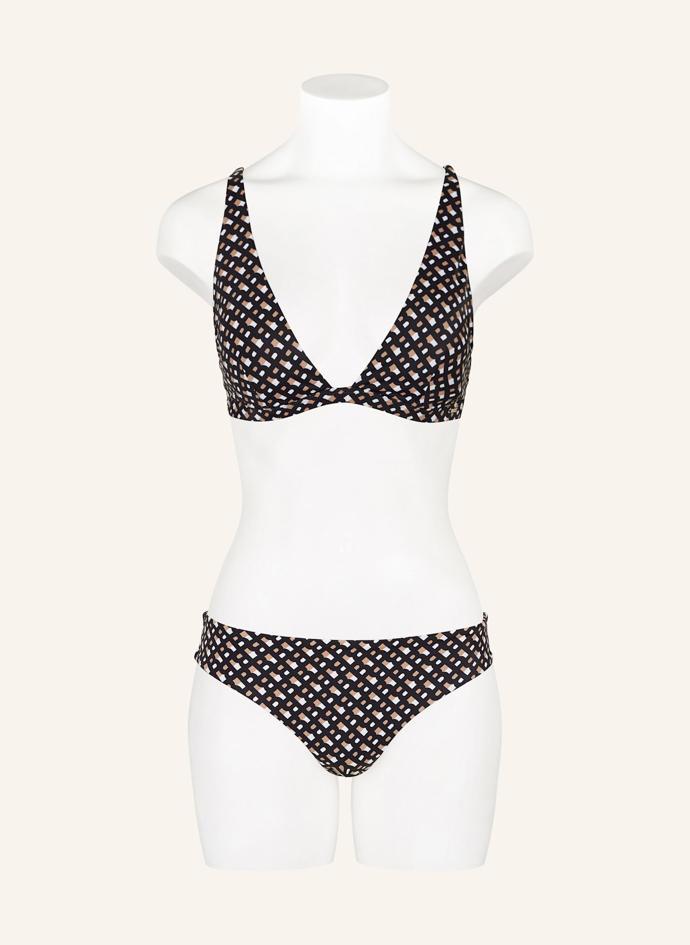 BOSS Basic-Bikini-Hose BB MONOGRAM CLASSIC: SCHWARZ / BRAUN / ECRU